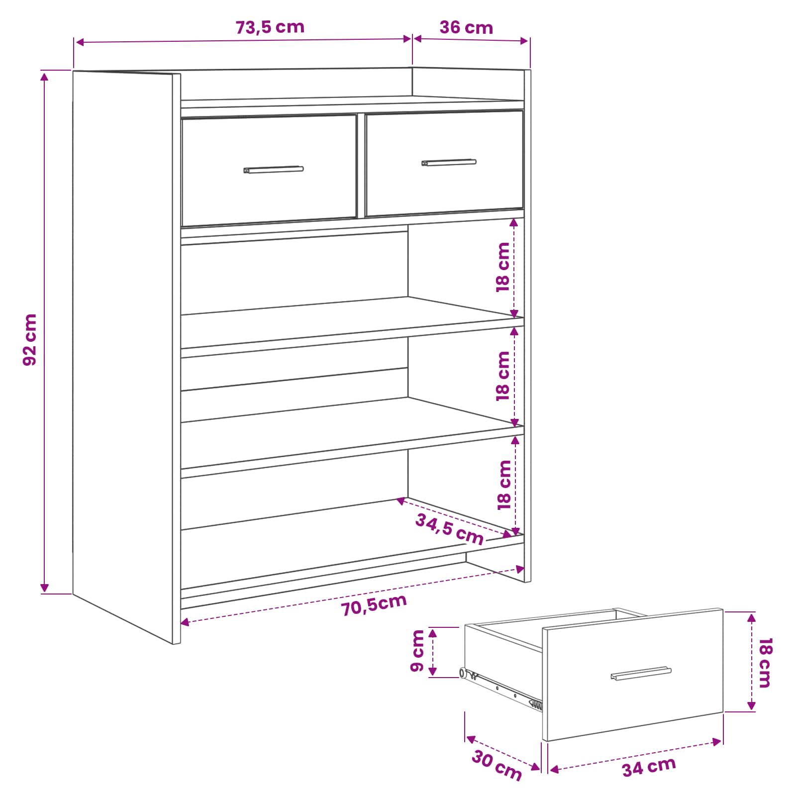 vidaXL Szafka na buty 73,5 x 36 x 92 cm Drewno inżynieryjne