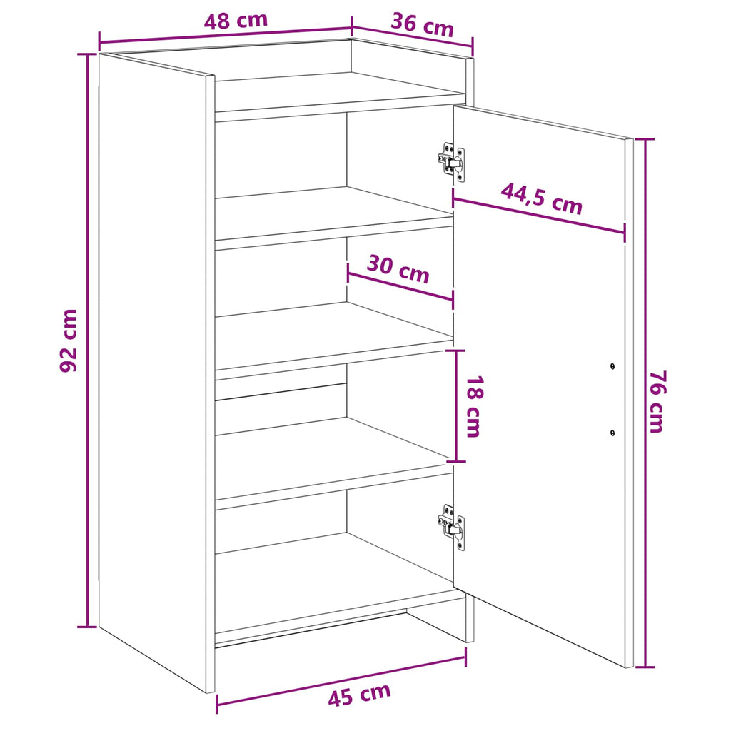 vidaXL Szafka na buty Dąb wędzony 48 x 36 x 92 cm Drewno inżynieryjne