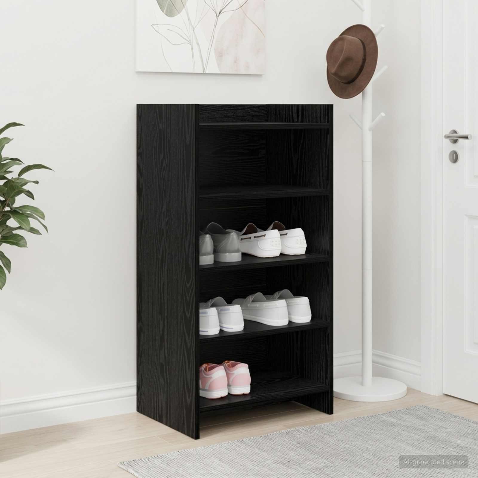 vidaXL Szafka na buty Czarny dąb 48 x 36 x 92 cm Drewno inżynieryjne