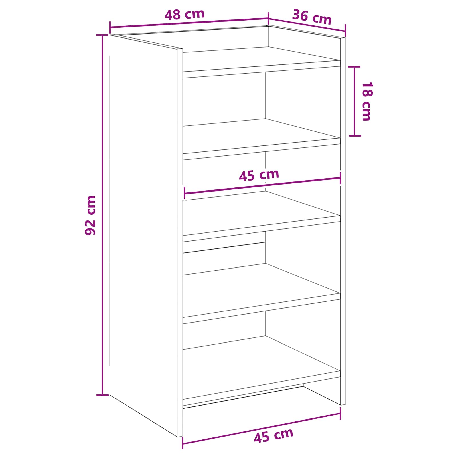 vidaXL Szafka na buty z przechowywaniem Betonowy szary 48 x 36 x 92 cm