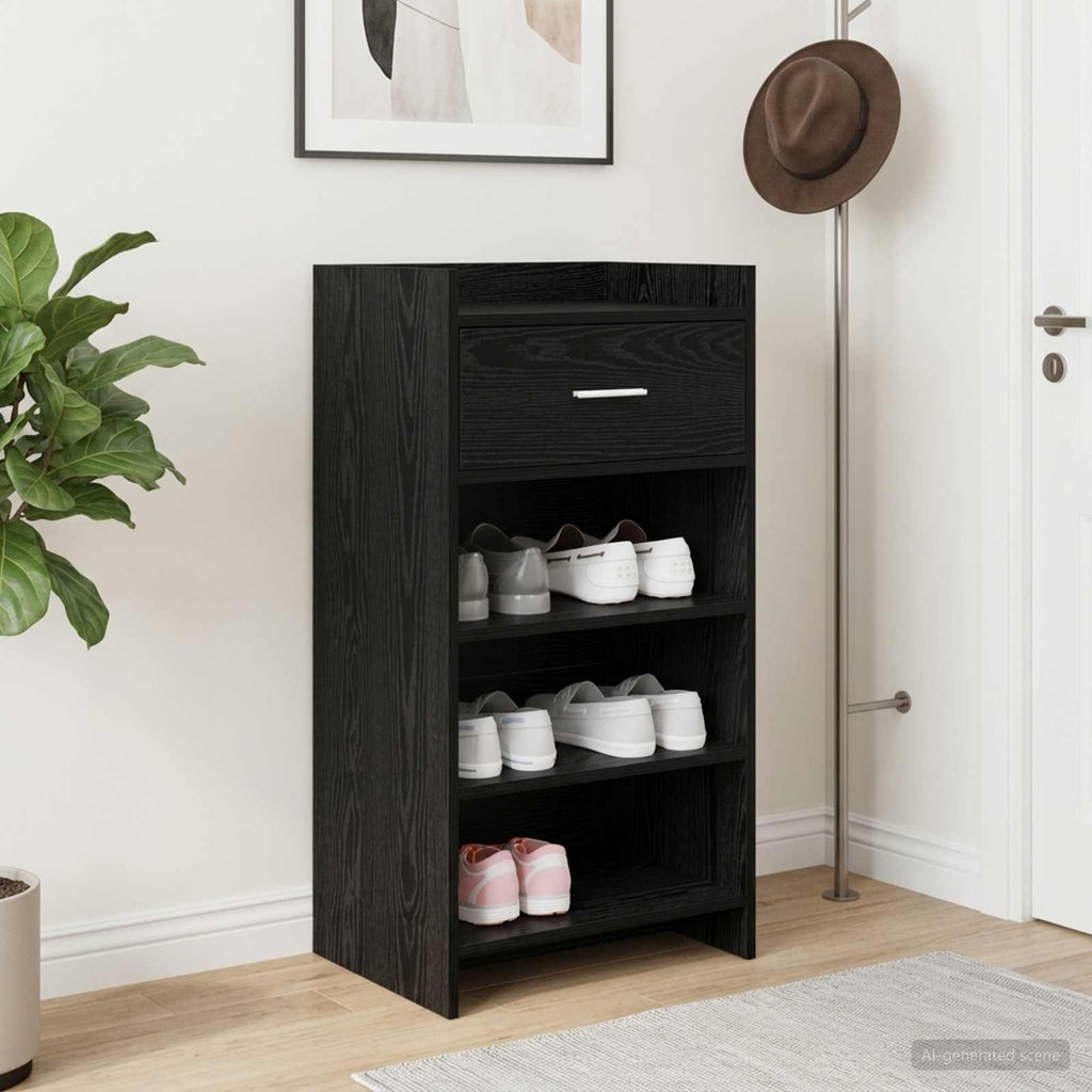 vidaXL Szafka na buty Czarny dąb 48 x 36 x 92 cm Drewno inżynieryjne
