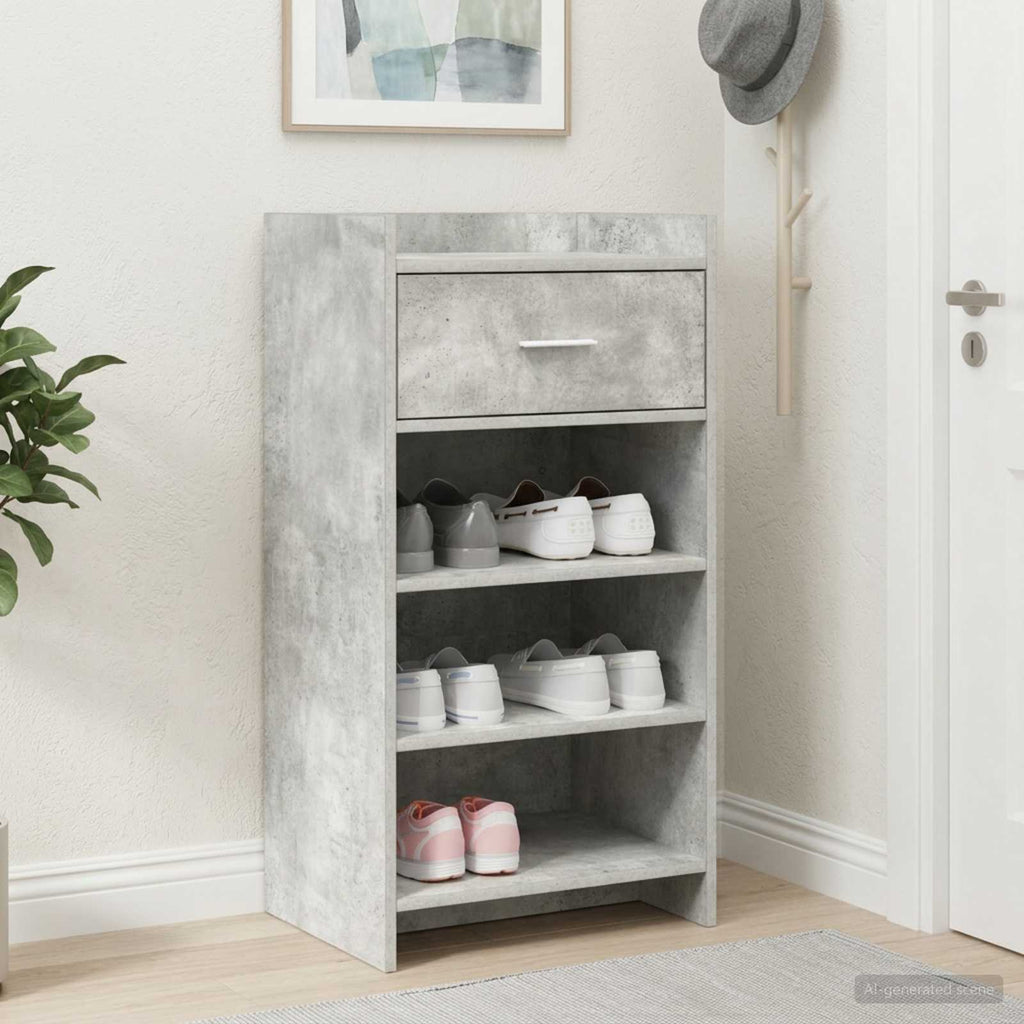 vidaXL Szafka na buty z szufladą Betonowy szary 48 x 36 x 92 cm