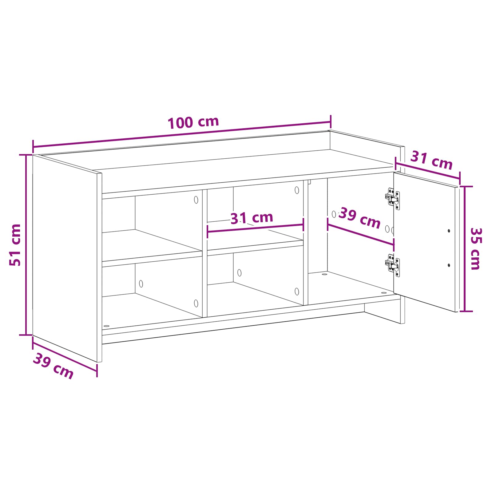 vidaXL Szafka na buty Biały 100 x 39,5 x 51 cm Drewno inżynieryjne