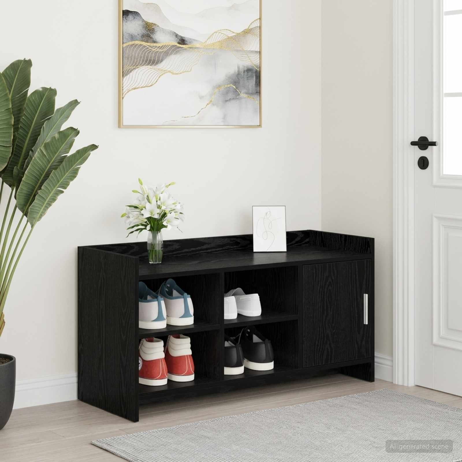 vidaXL Szafka na buty z przechowywaniem Czarny dąb 100 x 39,5 x 51 cm