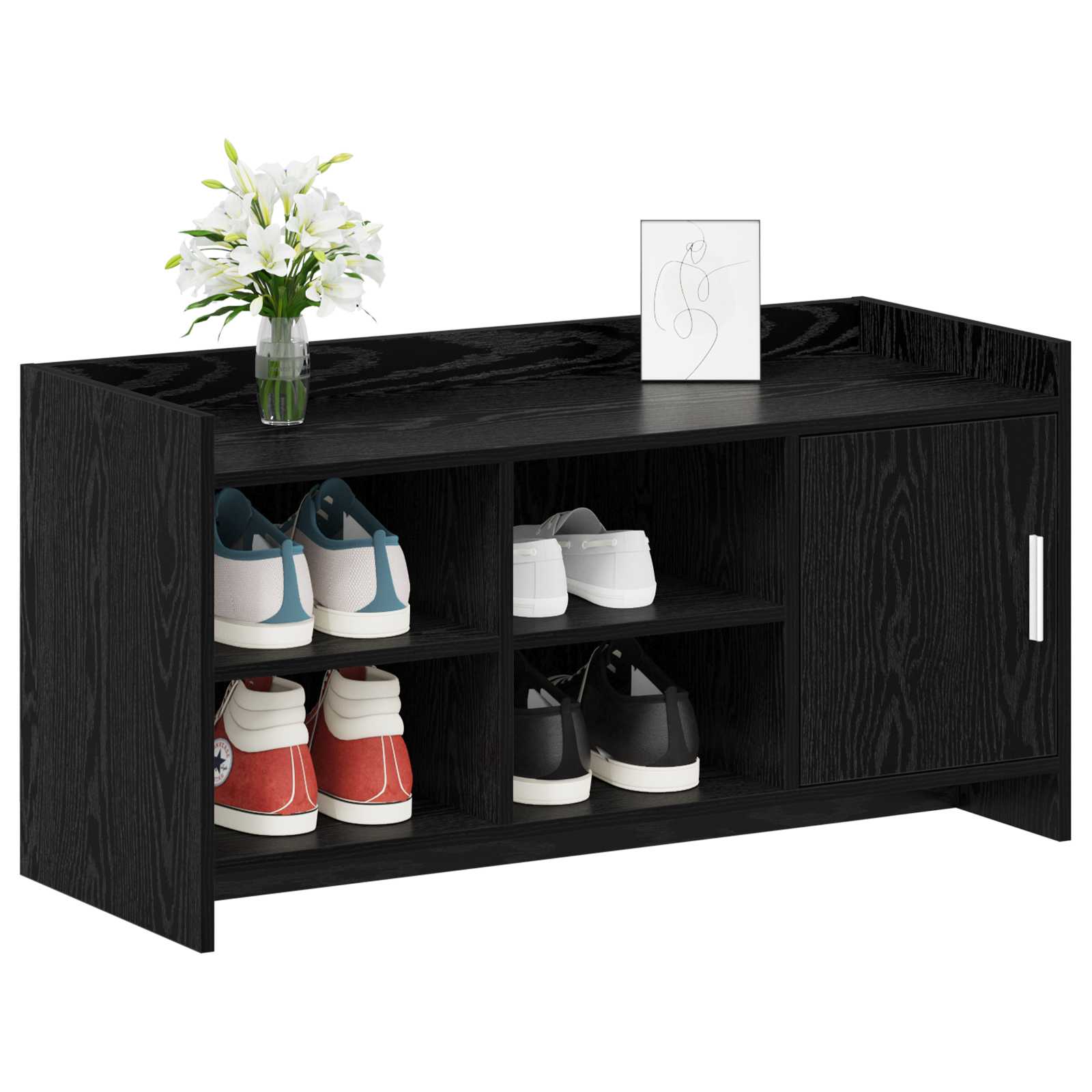 vidaXL Szafka na buty z przechowywaniem Czarny dąb 100 x 39,5 x 51 cm
