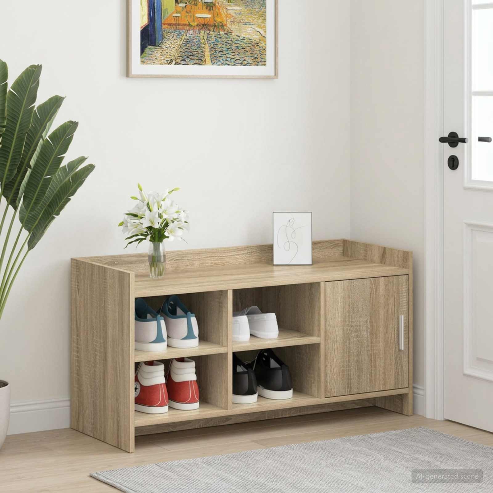 vidaXL Szafka na buty z przechowywaniem dąb Sonoma 100 x 39,5 x 51 cm