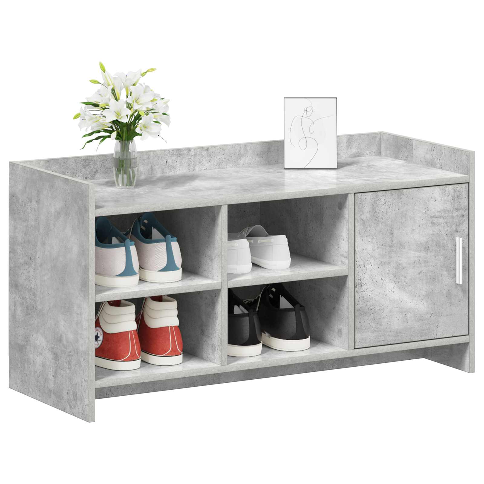 vidaXL Szafka na buty z drzwiami Betonowy szary 100 x 39,5 x 51 cm