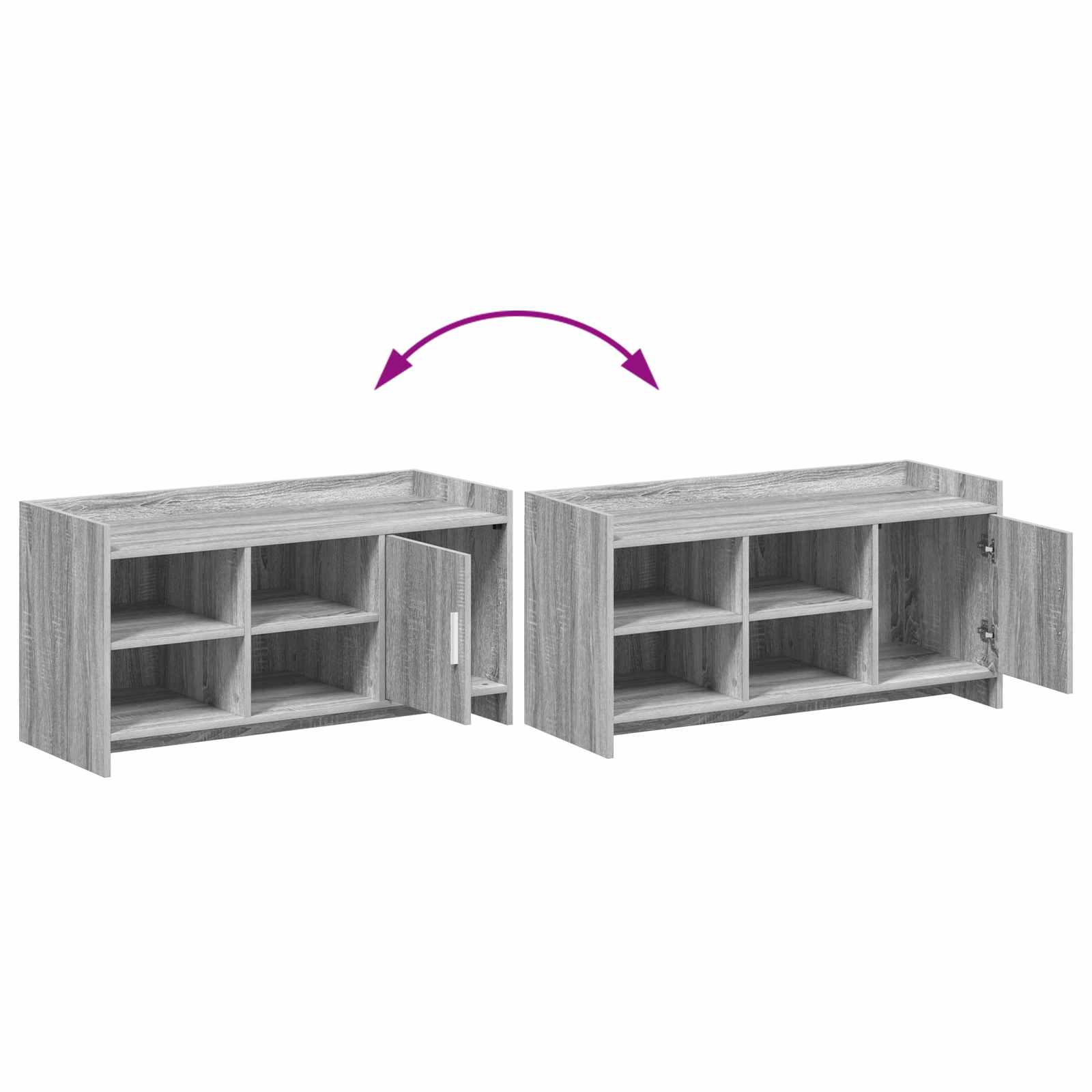 vidaXL Szafka na buty z drzwiami Szary Sonoma 100 x 39,5 x 51 cm