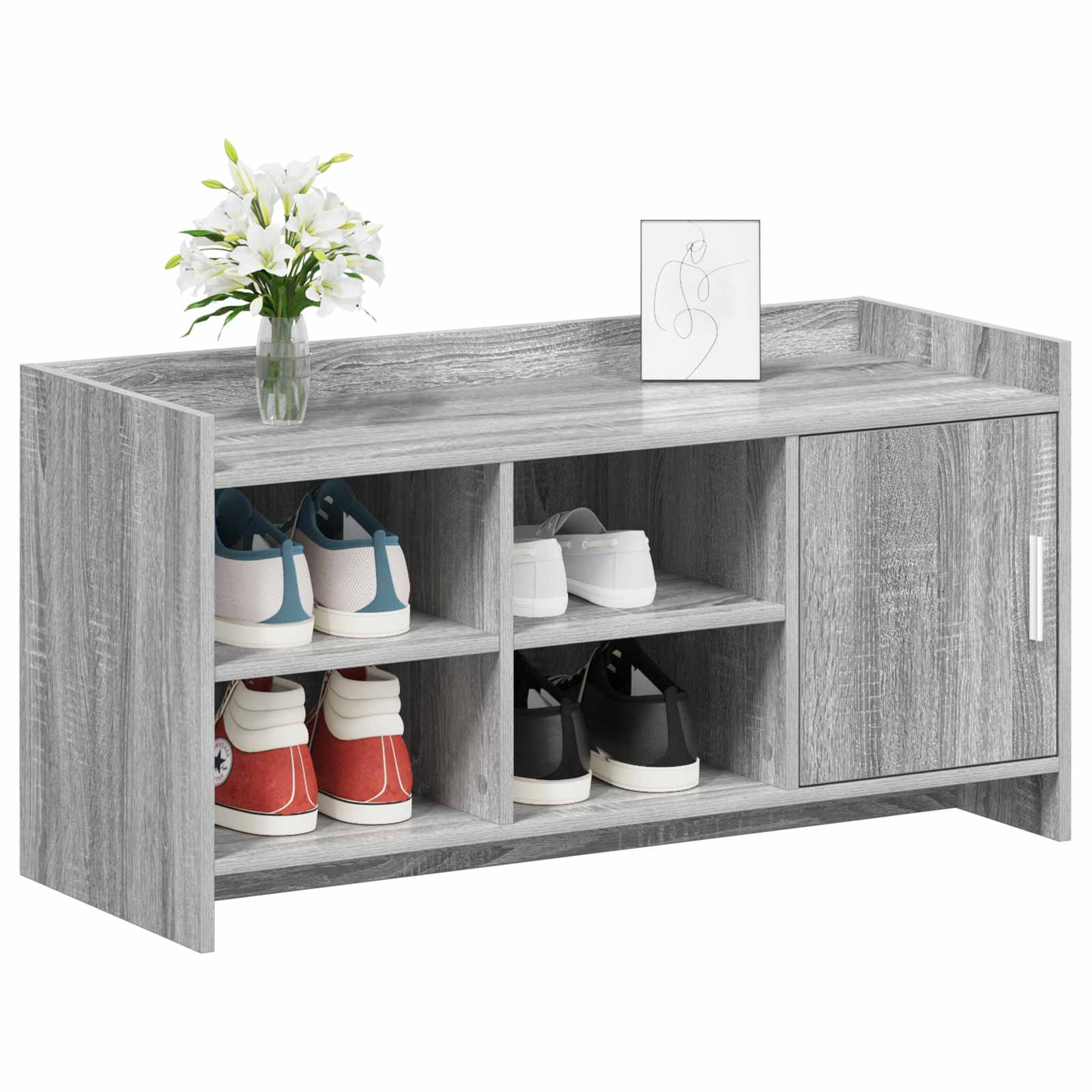 vidaXL Szafka na buty z drzwiami Szary Sonoma 100 x 39,5 x 51 cm