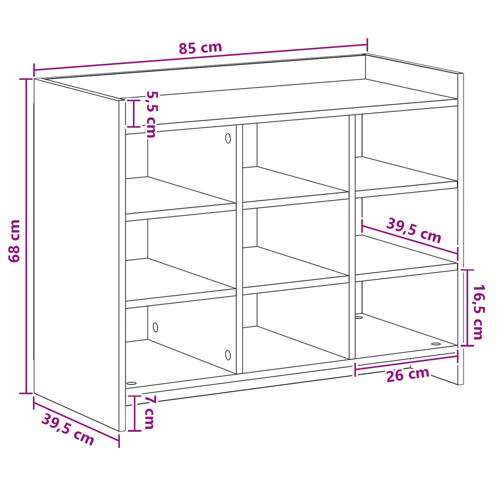 vidaXL Szafka na buty Czarny dąb 85 x 39,5 x 70 cm Drewno inżynieryjne