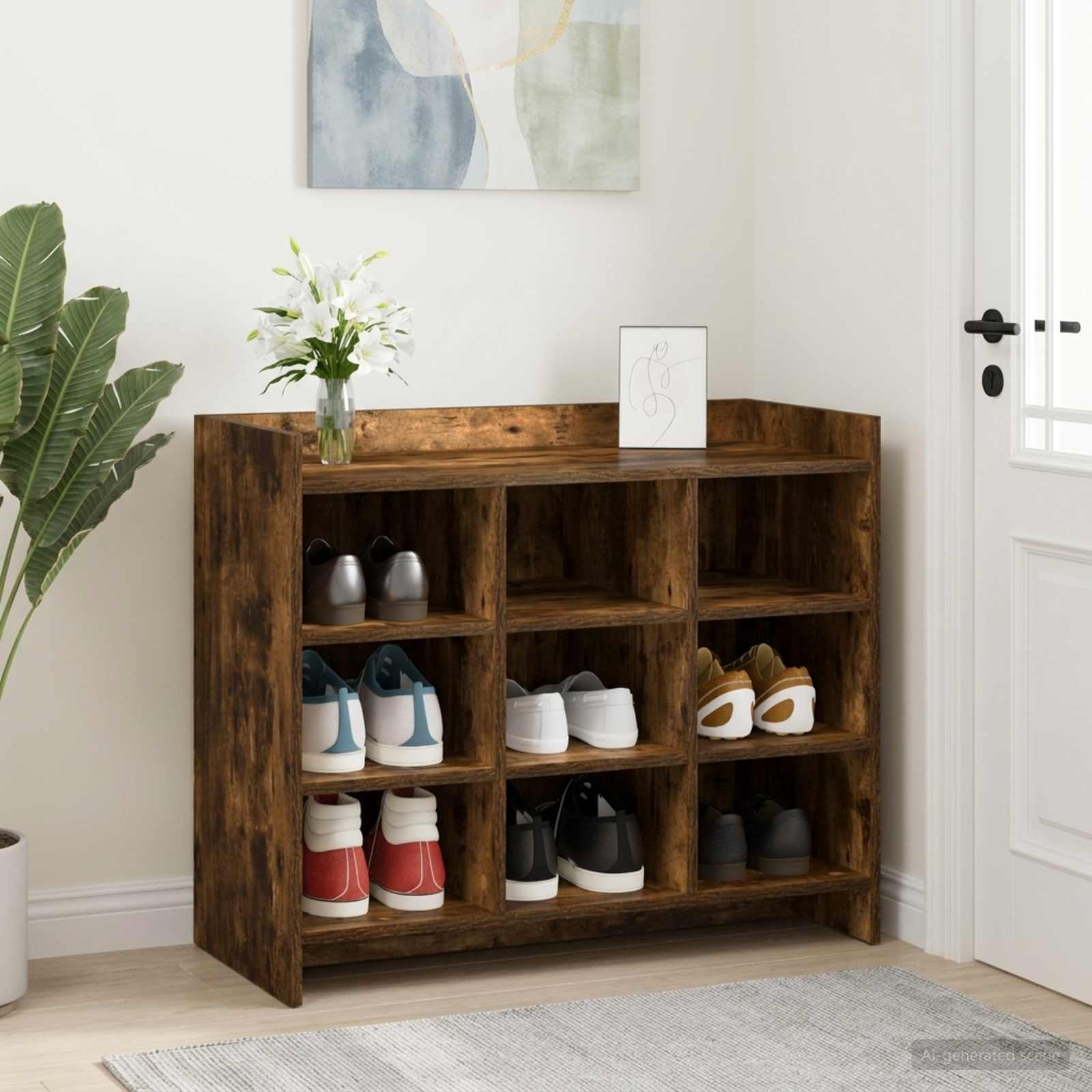 vidaXL Szafka na buty z przechowywaniem Dąb wędzony 85 x 39,5 x 70 cm