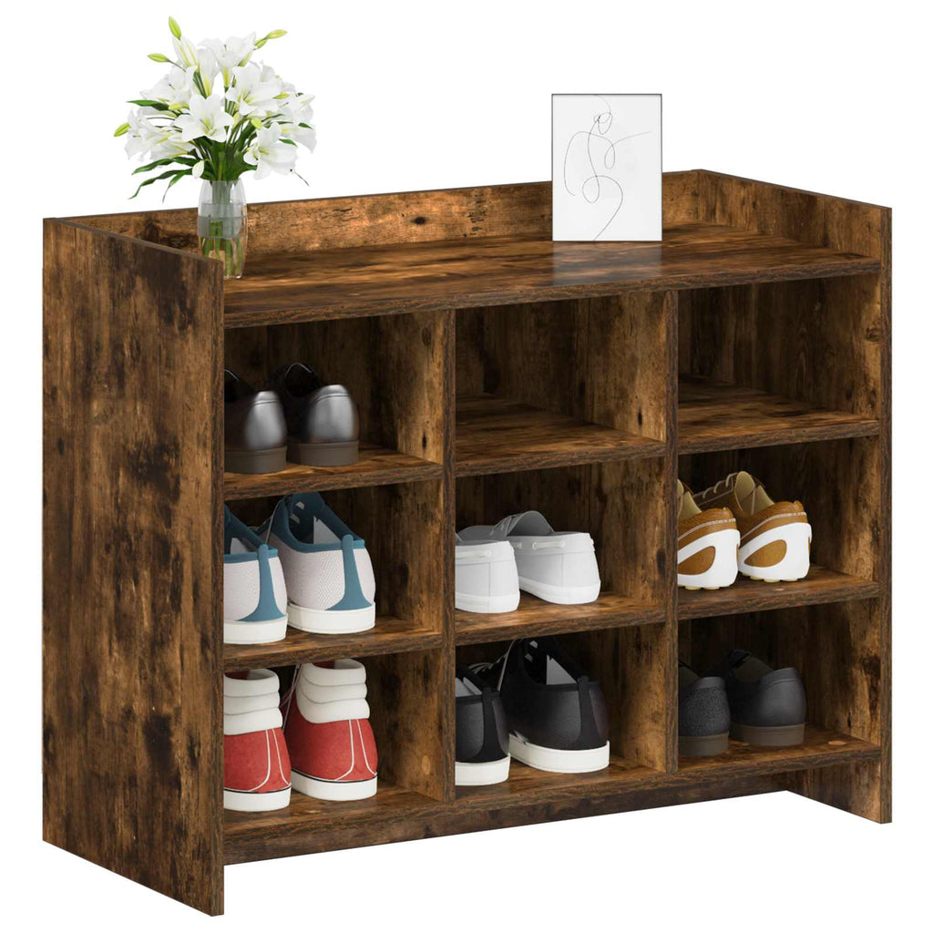 vidaXL Szafka na buty z przechowywaniem Dąb wędzony 85 x 39,5 x 70 cm