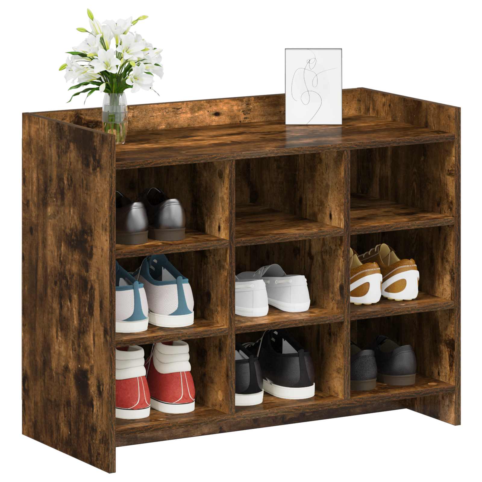 vidaXL Szafka na buty z przechowywaniem Dąb wędzony 85 x 39,5 x 70 cm
