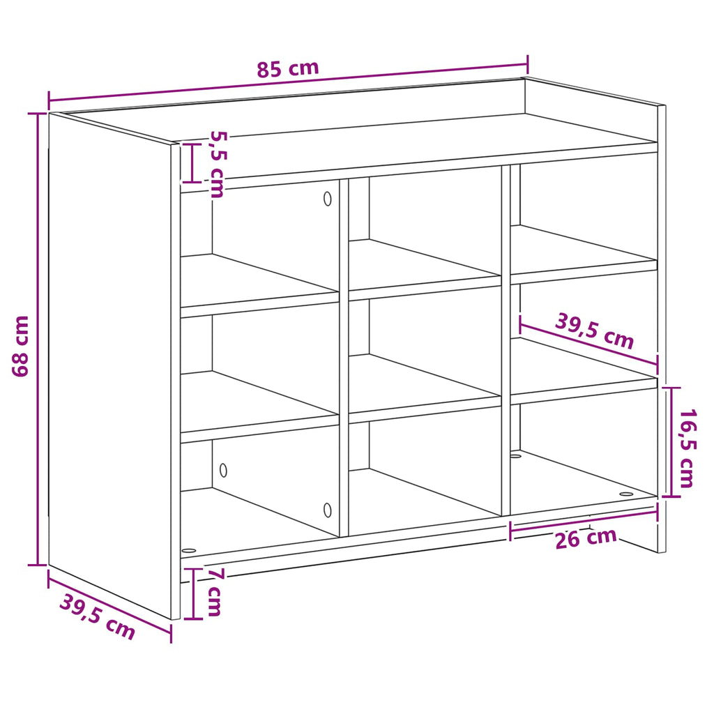 vidaXL Szafka na buty z przechowywaniem Dąb wędzony 85 x 39,5 x 70 cm