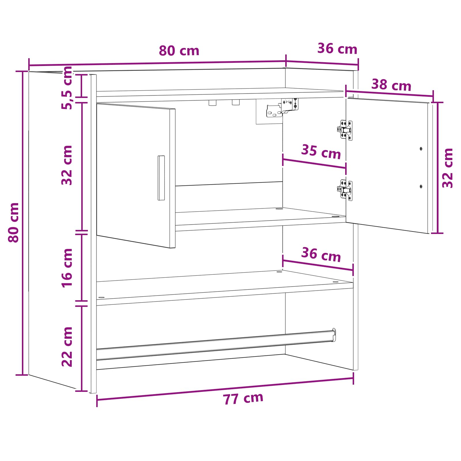 vidaXL Półka ścienna Do montażu na ścianie Dąb wędzony 80 x 36 x 80 cm