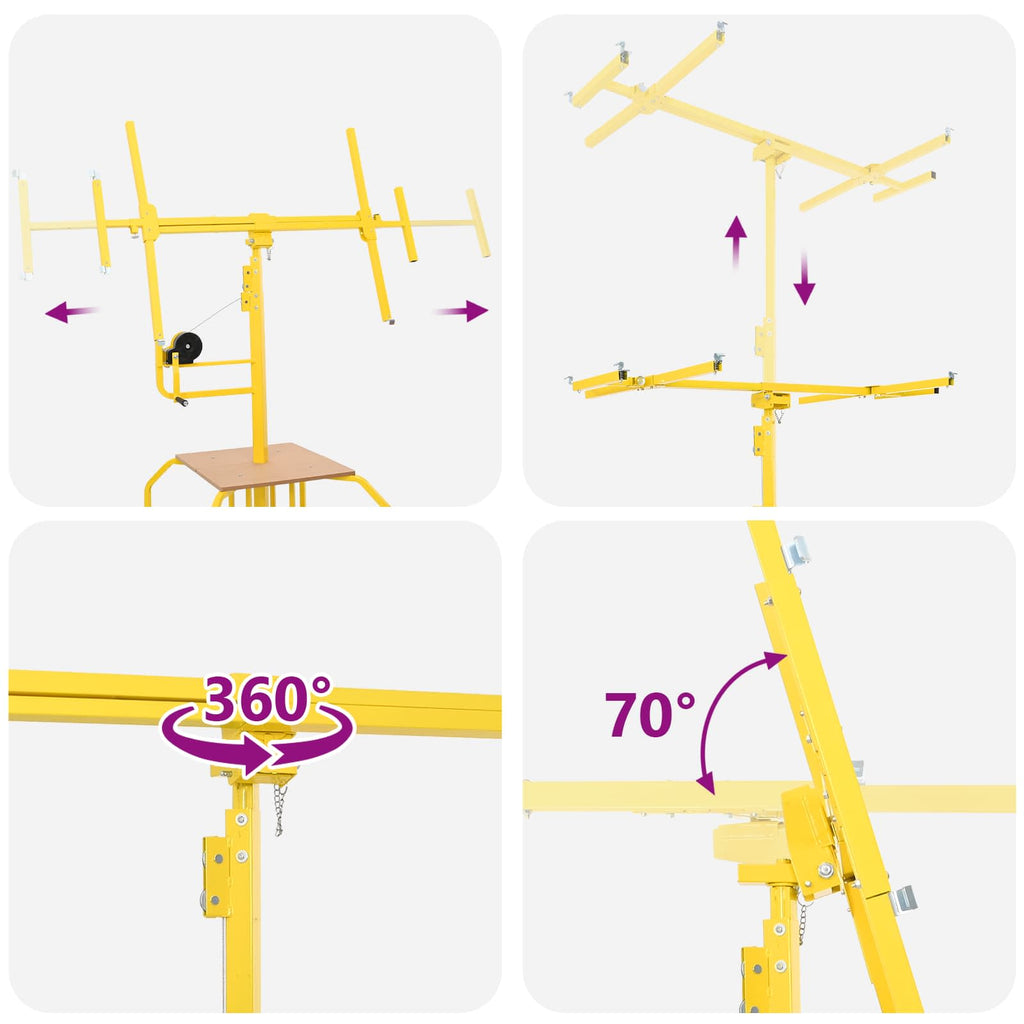 vidaXL Podnośnik do płyt gipsowych Żółty 300 x 107 x 330 cm Stal
