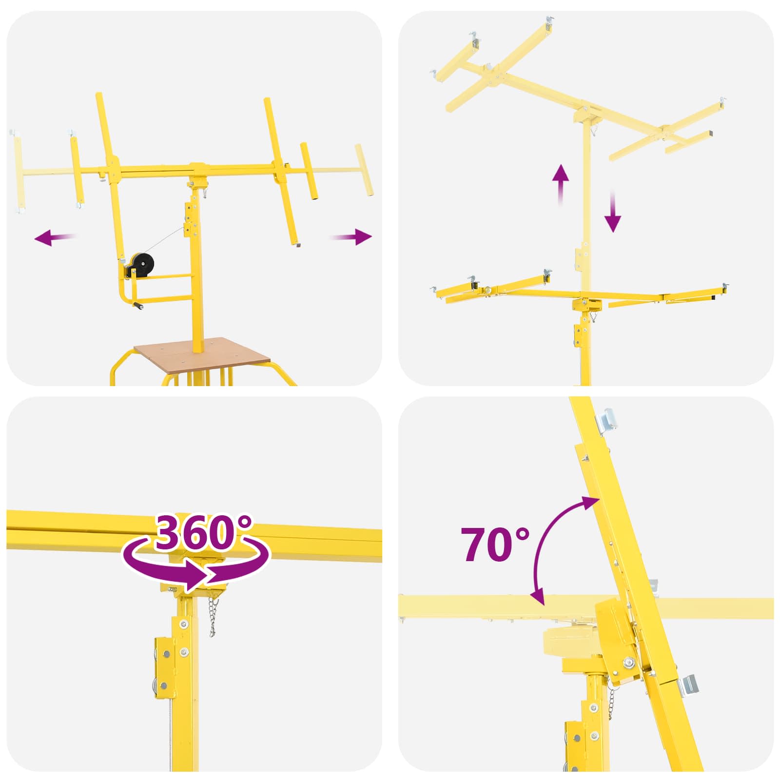 vidaXL Podnośnik do płyt gipsowych Żółty 300 x 107 x 330 cm Stal