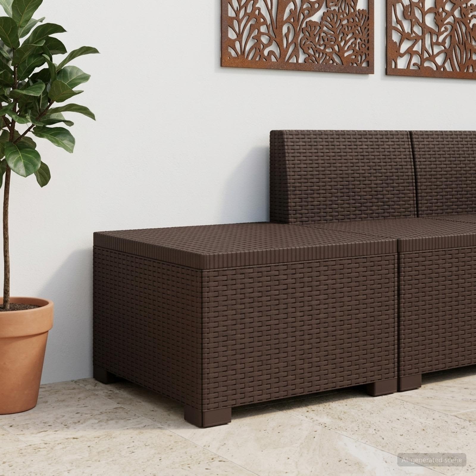 vidaXL Sofa Ogrodowa 1-osobowa w Wyglądzie Rattanowym PP brązowy