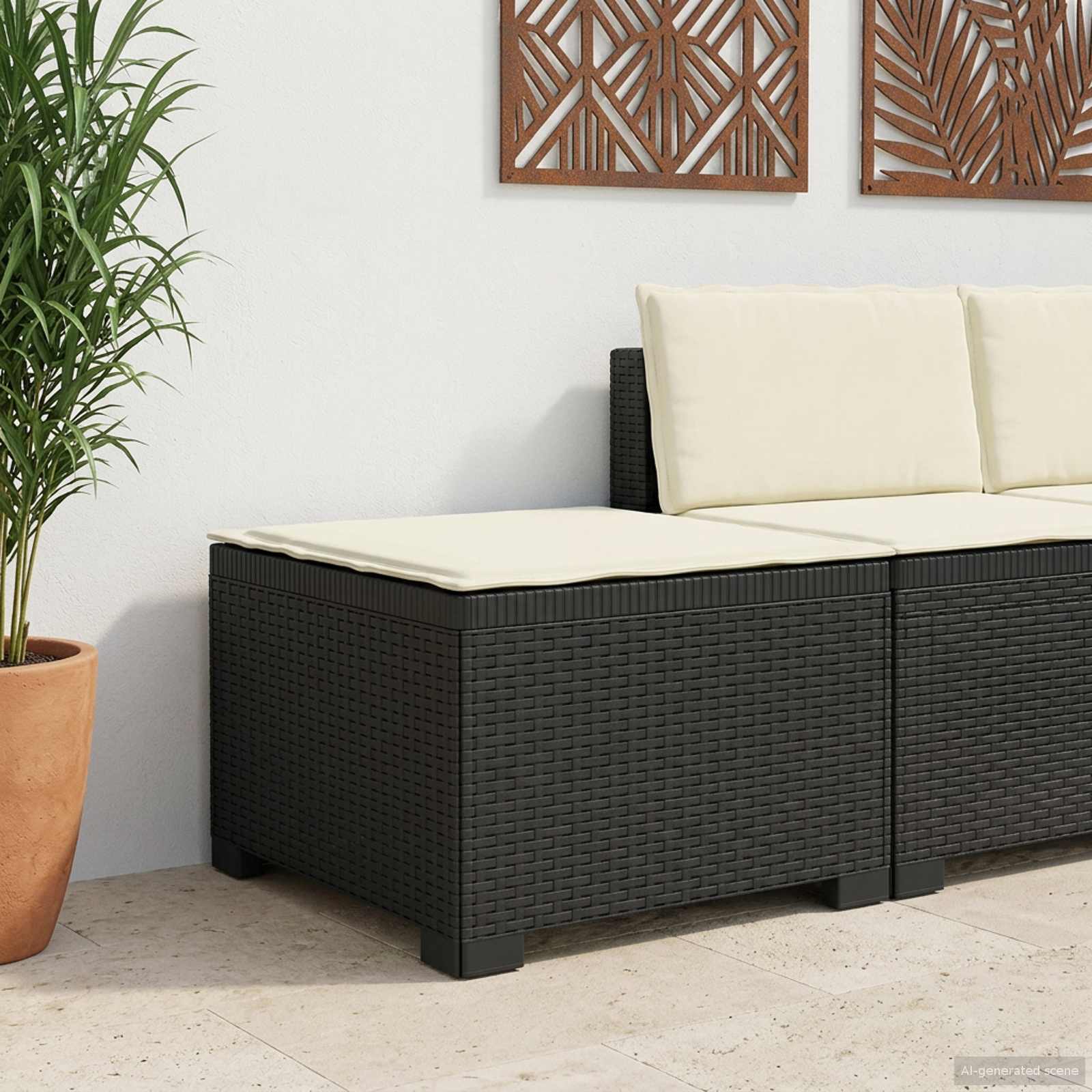 vidaXL Sofa Ogrodowa 1-osobowa z Poduszką w Wyglądzie Rattanowym PP