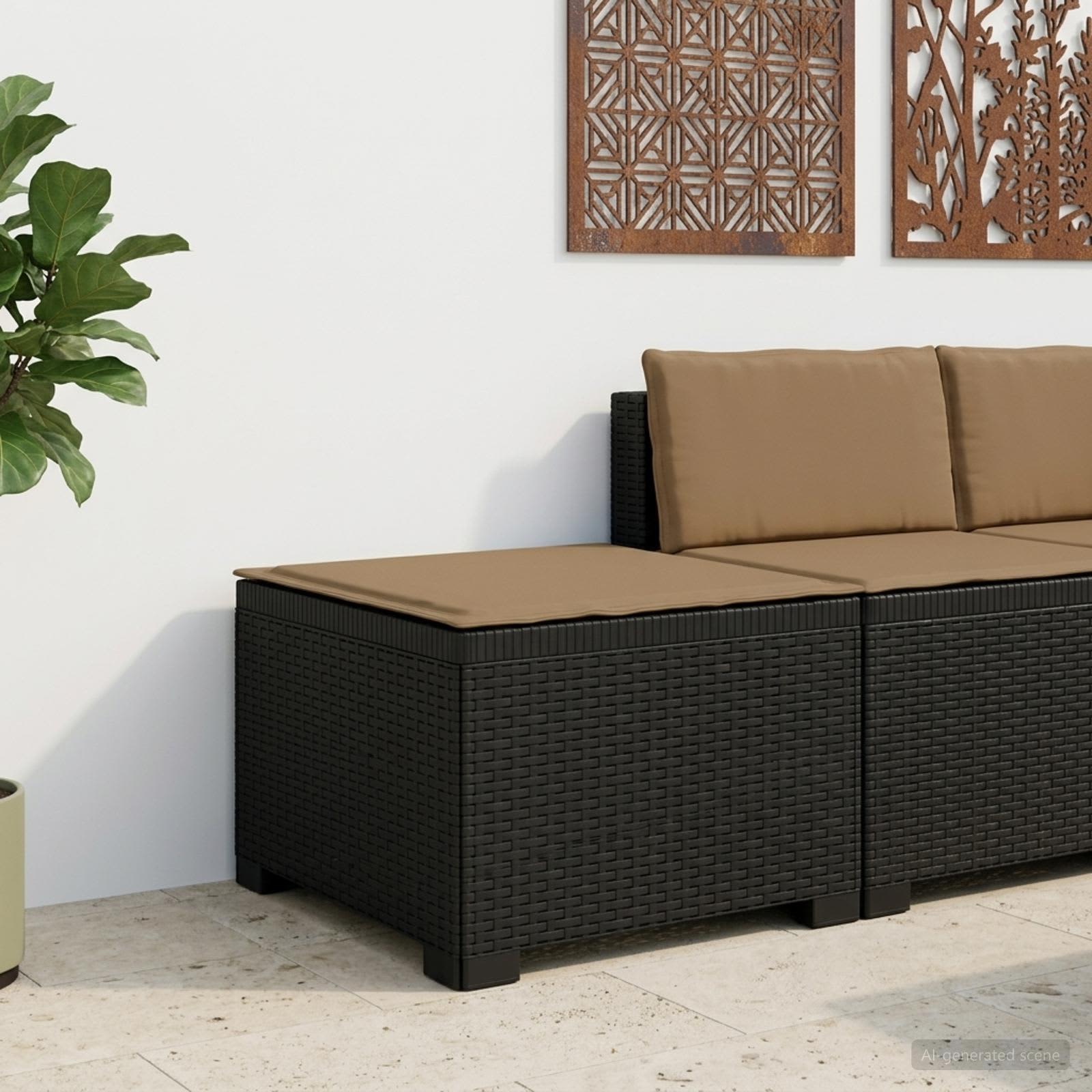 vidaXL Sofa Ogrodowa 1-osobowa z Poduszką w Wyglądzie Rattanowym PP