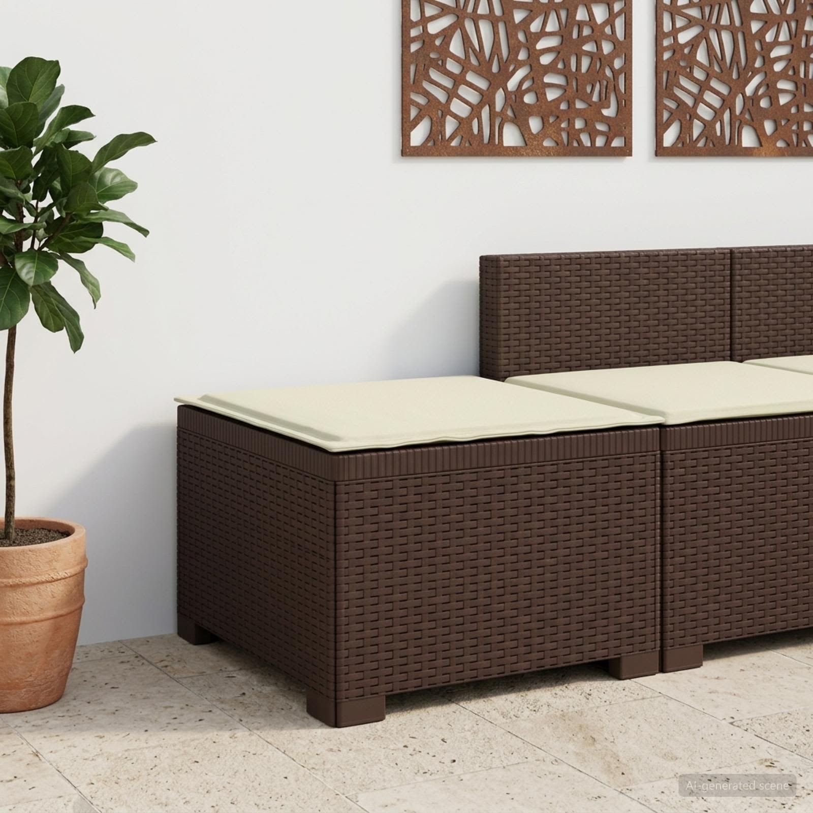 vidaXL Sofa Ogrodowa 1-osobowa z Poduszką w Wyglądzie Rattanowym PP