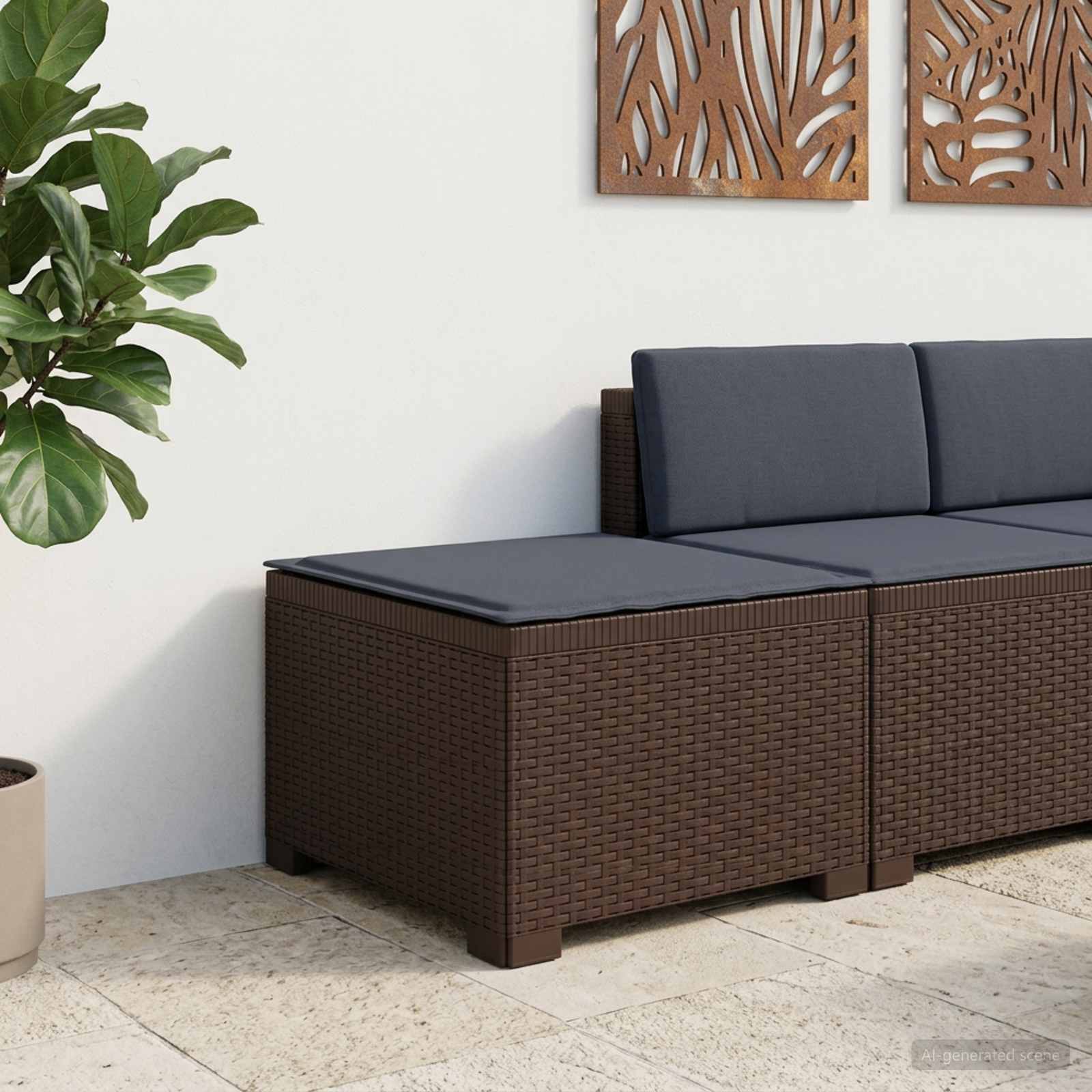 vidaXL Sofa Ogrodowa 1-osobowa z Poduszką w Wyglądzie Rattanowym PP