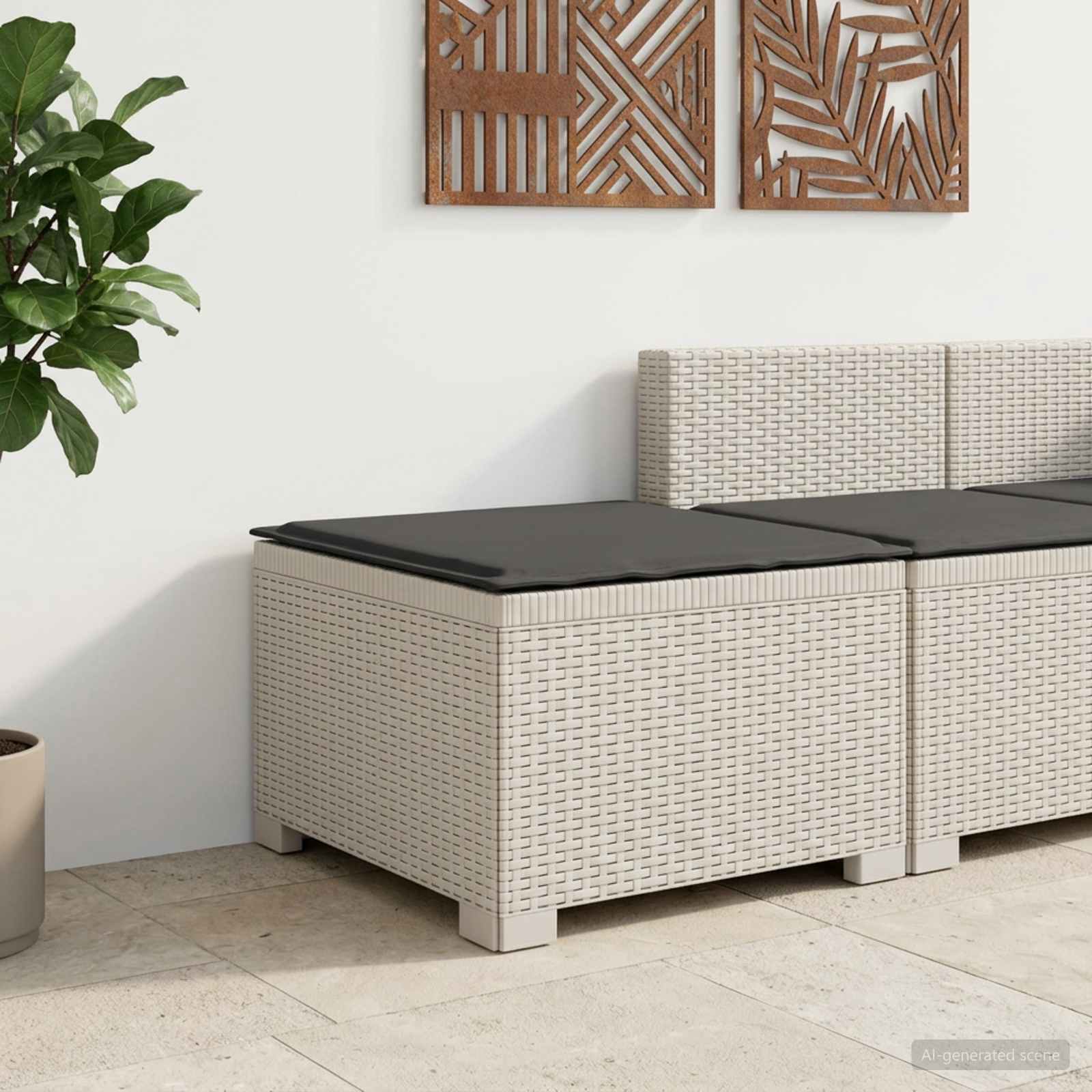vidaXL Sofa Ogrodowa 1-osobowa z Poduszką w Wyglądzie Rattanowym PP