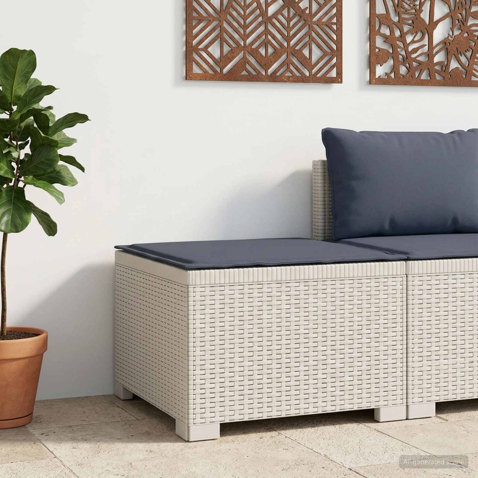 vidaXL Sofa Ogrodowa 1-osobowa z Poduszką w Wyglądzie Rattanowym PP