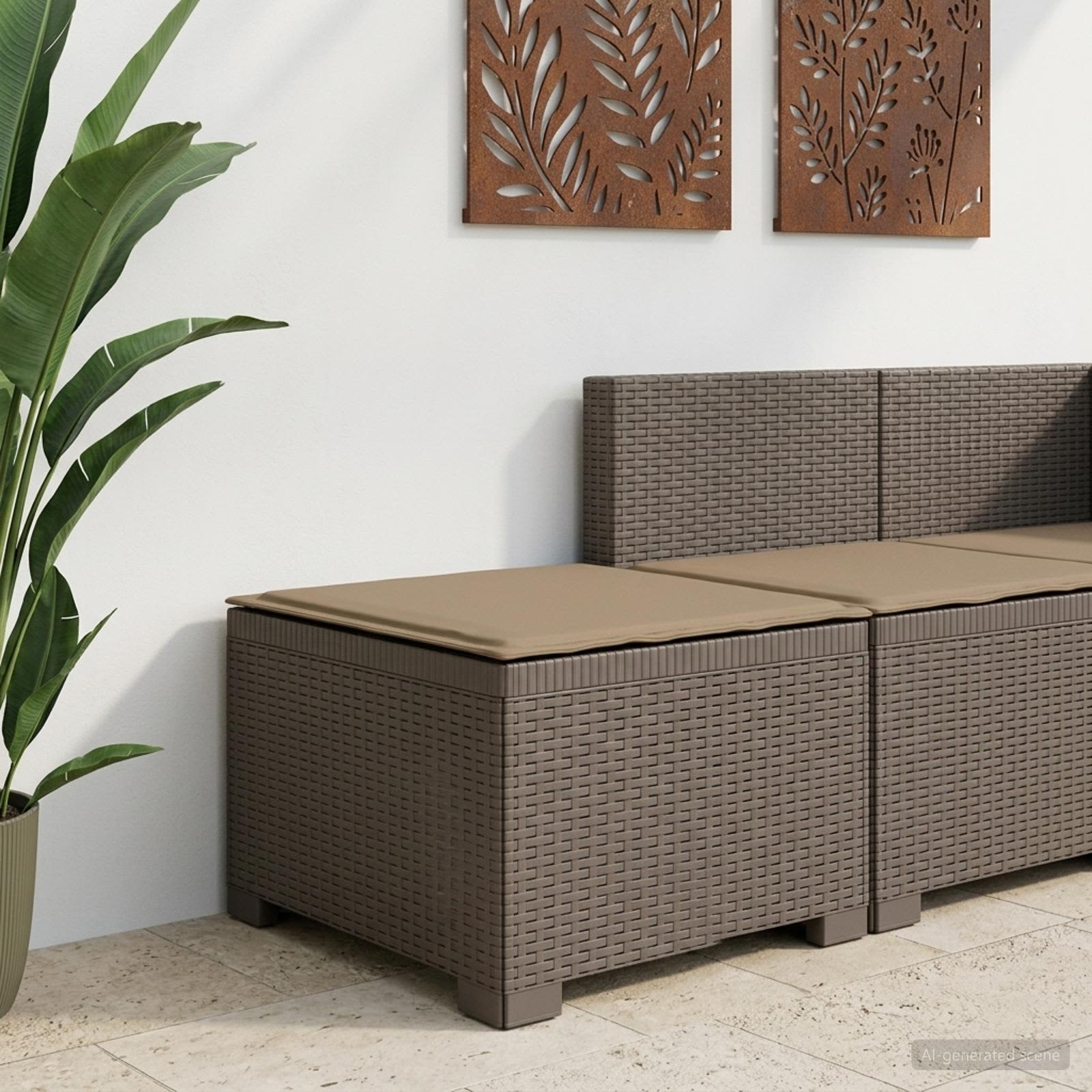vidaXL Sofa Ogrodowa 1-osobowa z Poduszką w Wyglądzie Rattanowym PP