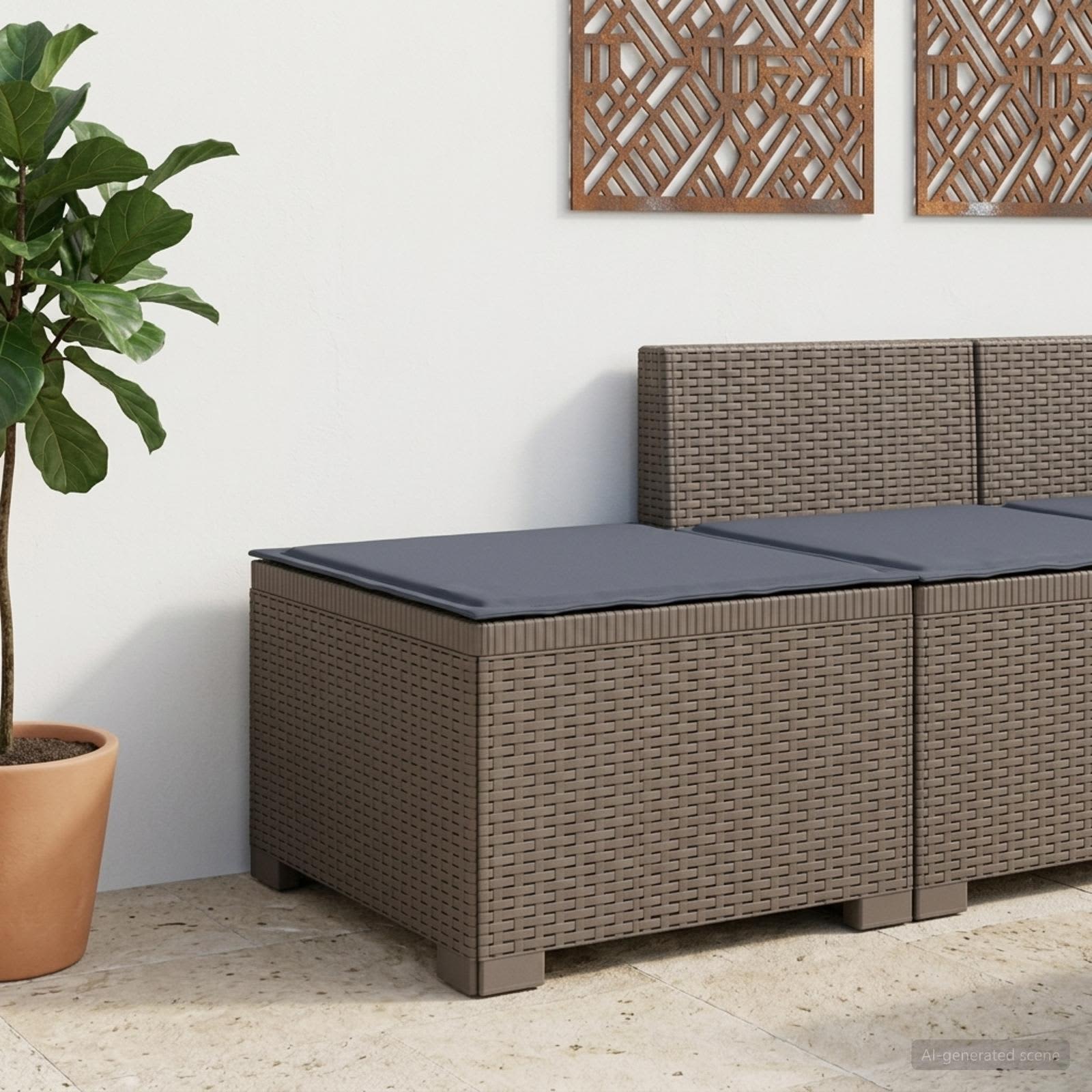 vidaXL Sofa Ogrodowa 1-osobowa z Poduszką w Wyglądzie Rattanowym PP