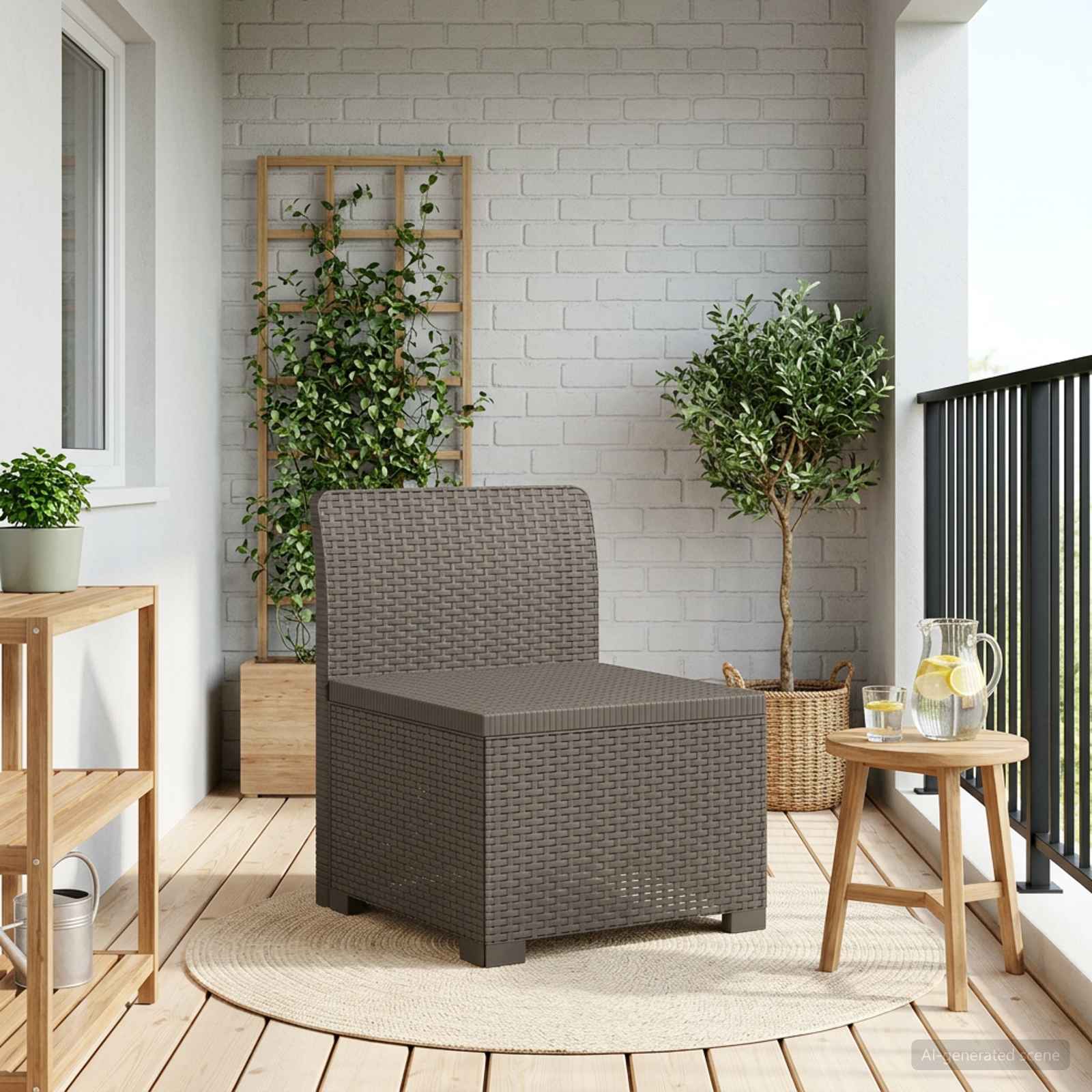 vidaXL Sofa Ogrodowa 1-osobowa w Wyglądzie Rattanowym PP jasnoszary