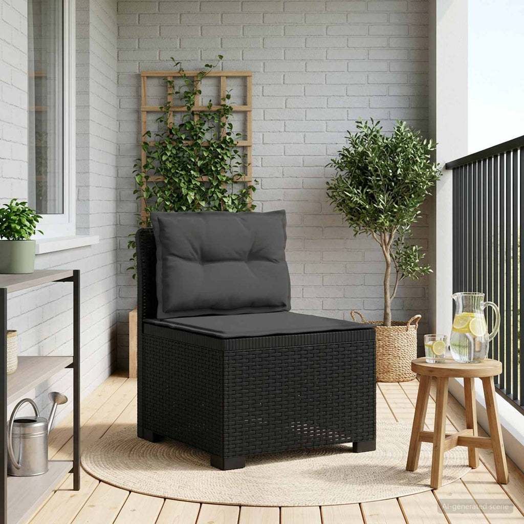 vidaXL Sofa Ogrodowa 1-osobowa z Poduszkami w Wyglądzie Rattanowym PP