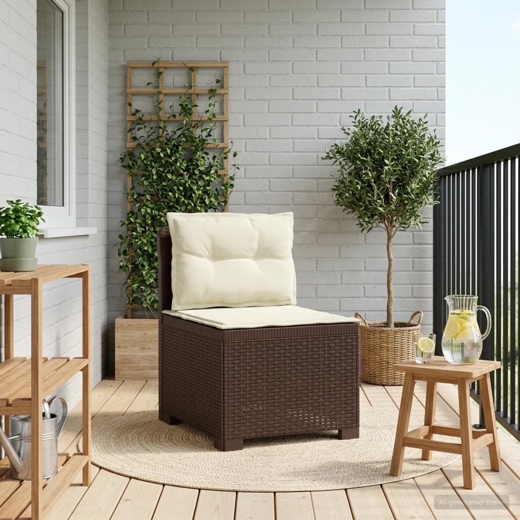 vidaXL Sofa Ogrodowa 1-osobowa z Poduszkami w Wyglądzie Rattanowym PP