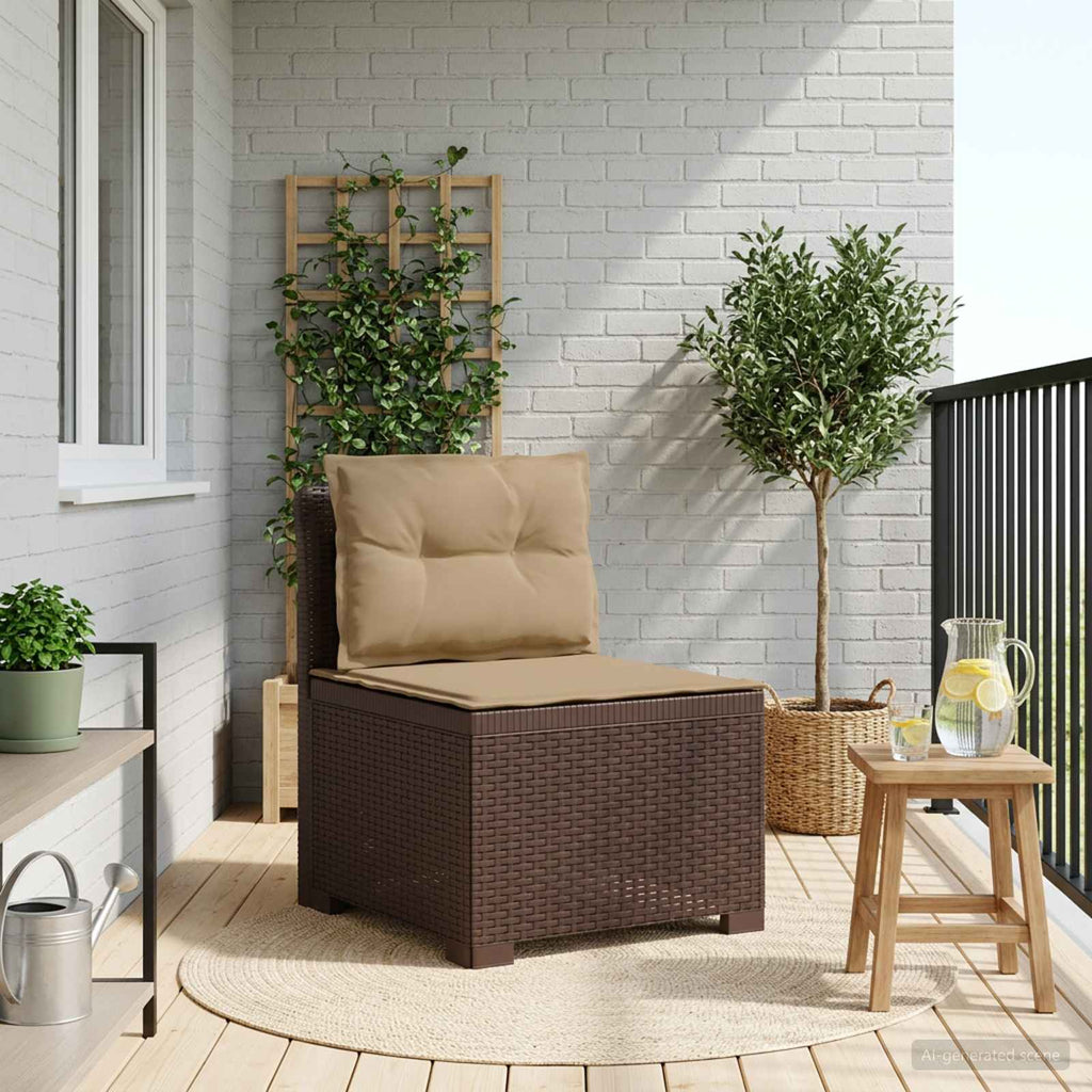 vidaXL Sofa Ogrodowa 1-osobowa z Poduszkami w Wyglądzie Rattanowym PP