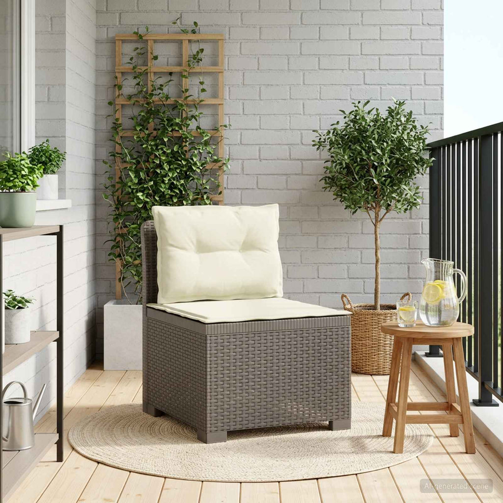 vidaXL Sofa Ogrodowa 1-osobowa z Poduszkami w Wyglądzie Rattanowym PP