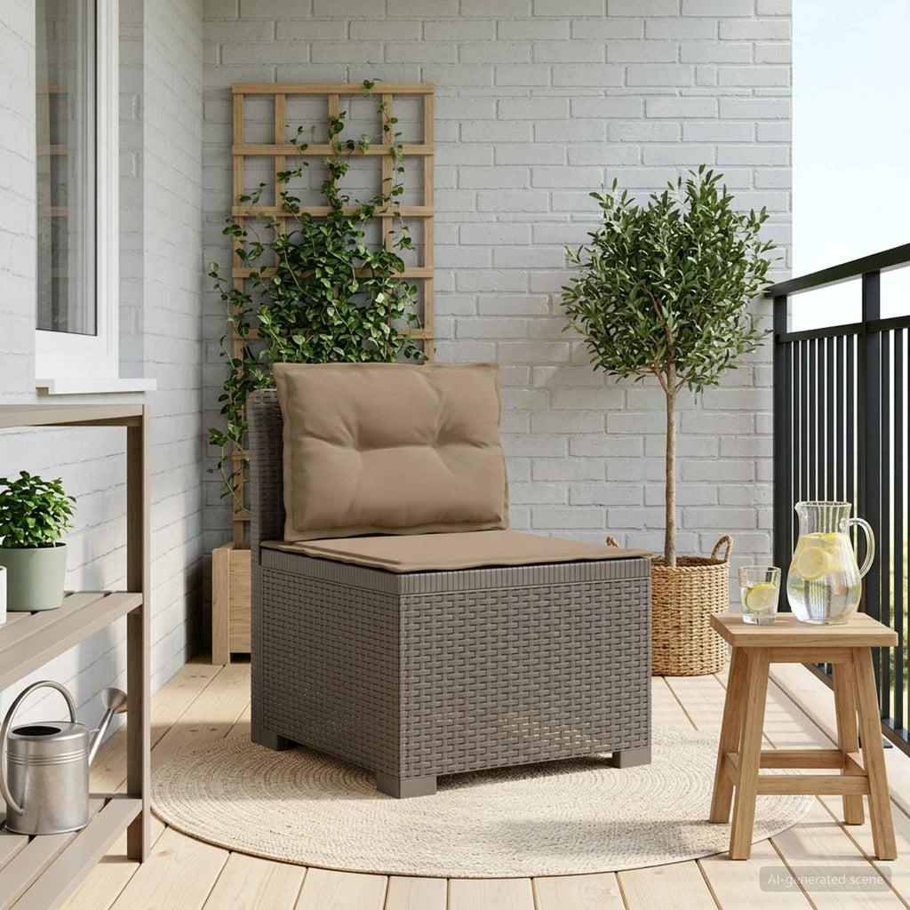 vidaXL Sofa Ogrodowa 1-osobowa z Poduszkami w Wyglądzie Rattanowym PP