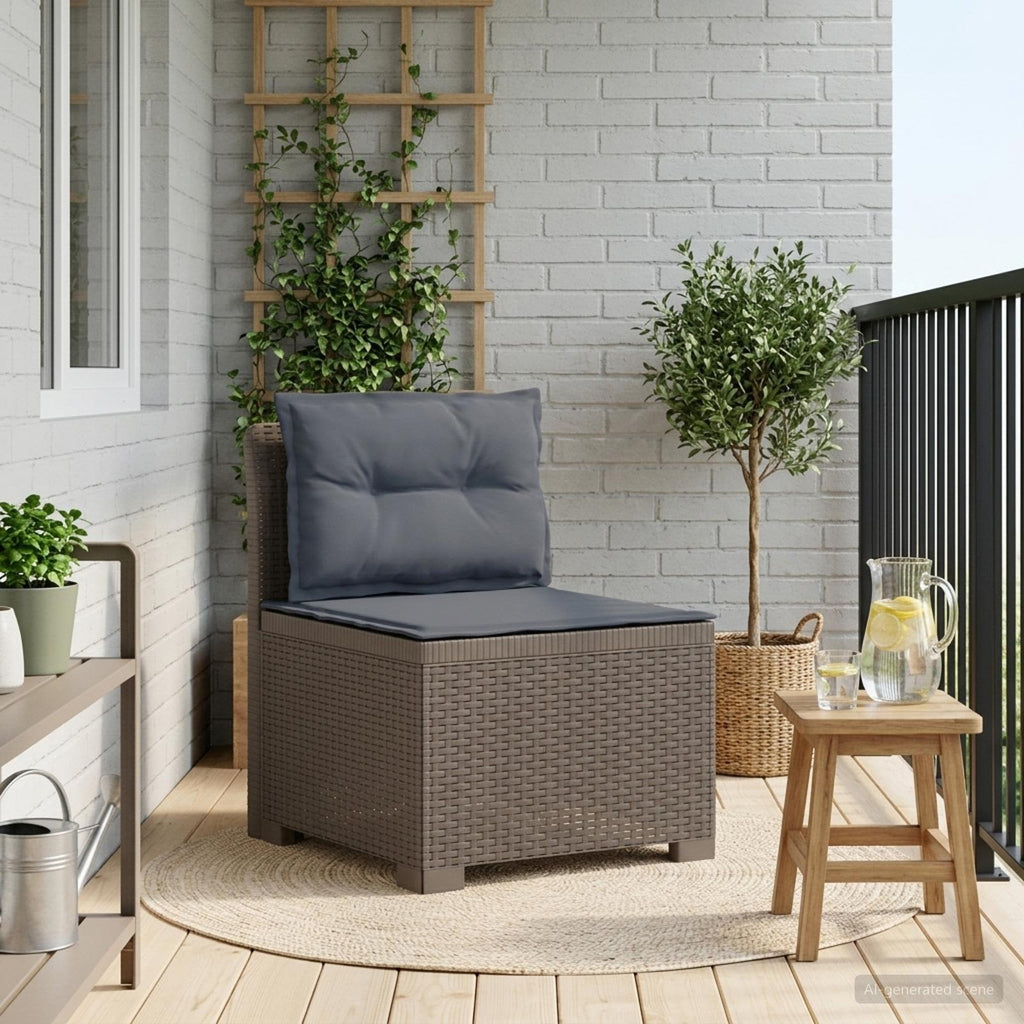 vidaXL Sofa Ogrodowa 1-osobowa z Poduszkami w Wyglądzie Rattanowym PP