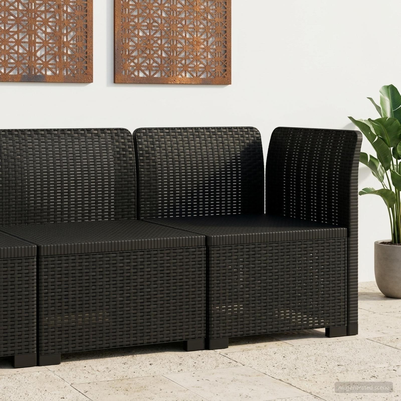 vidaXL Sofa Ogrodowa 1-osobowa w Wyglądzie Rattanowym PP antracytowy
