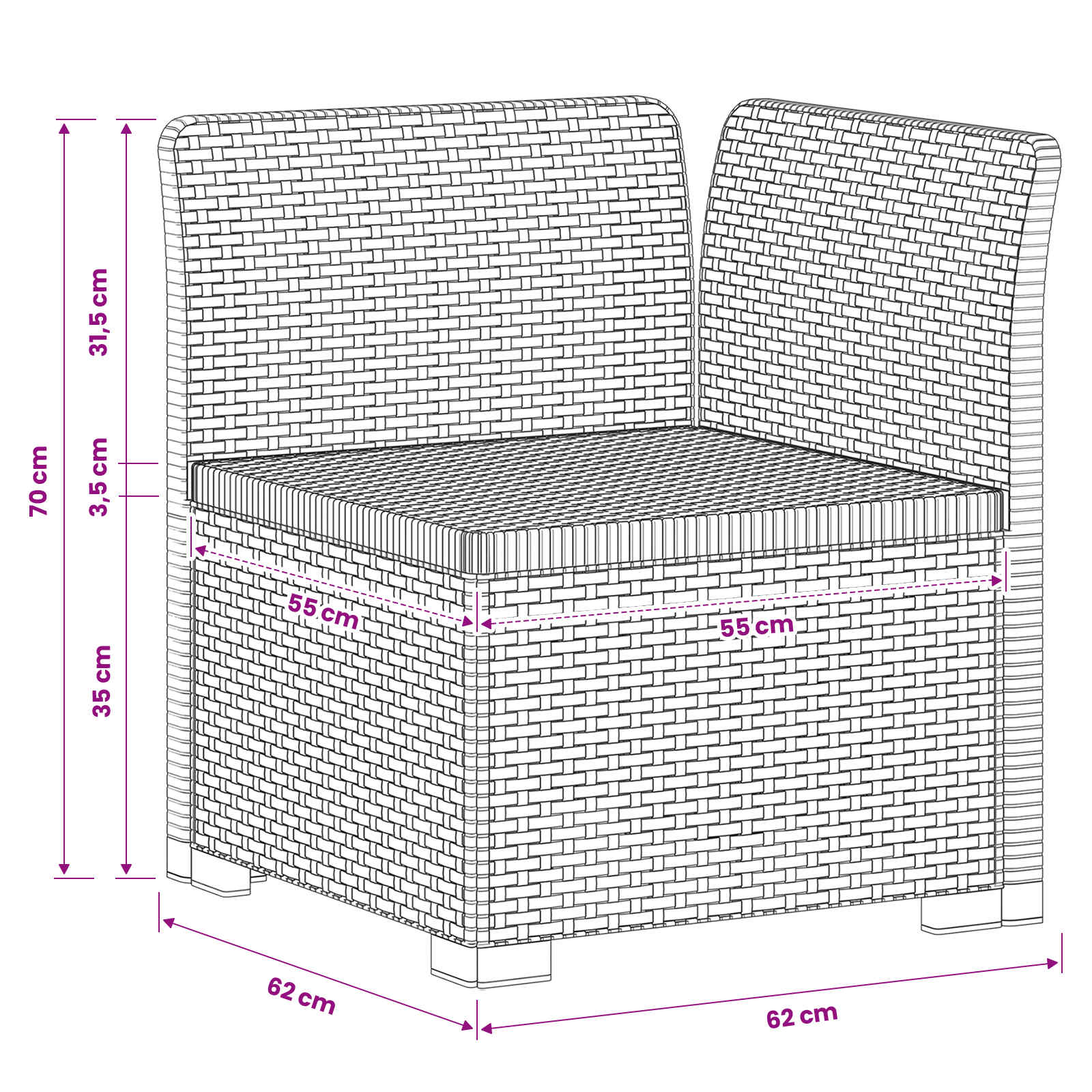 vidaXL Sofa Ogrodowa 1-osobowa w Wyglądzie Rattanowym PP antracytowy