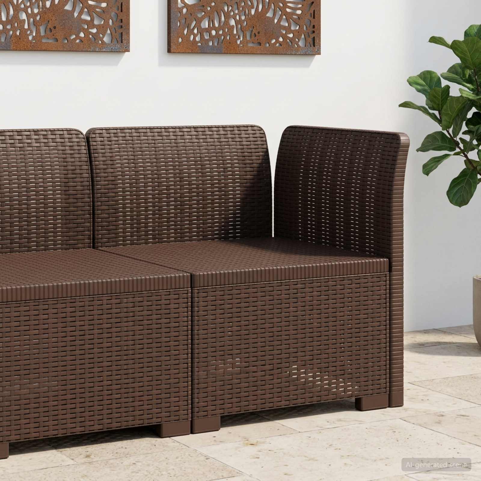 vidaXL Sofa Ogrodowa 1-osobowa w Wyglądzie Rattanowym PP brązowy