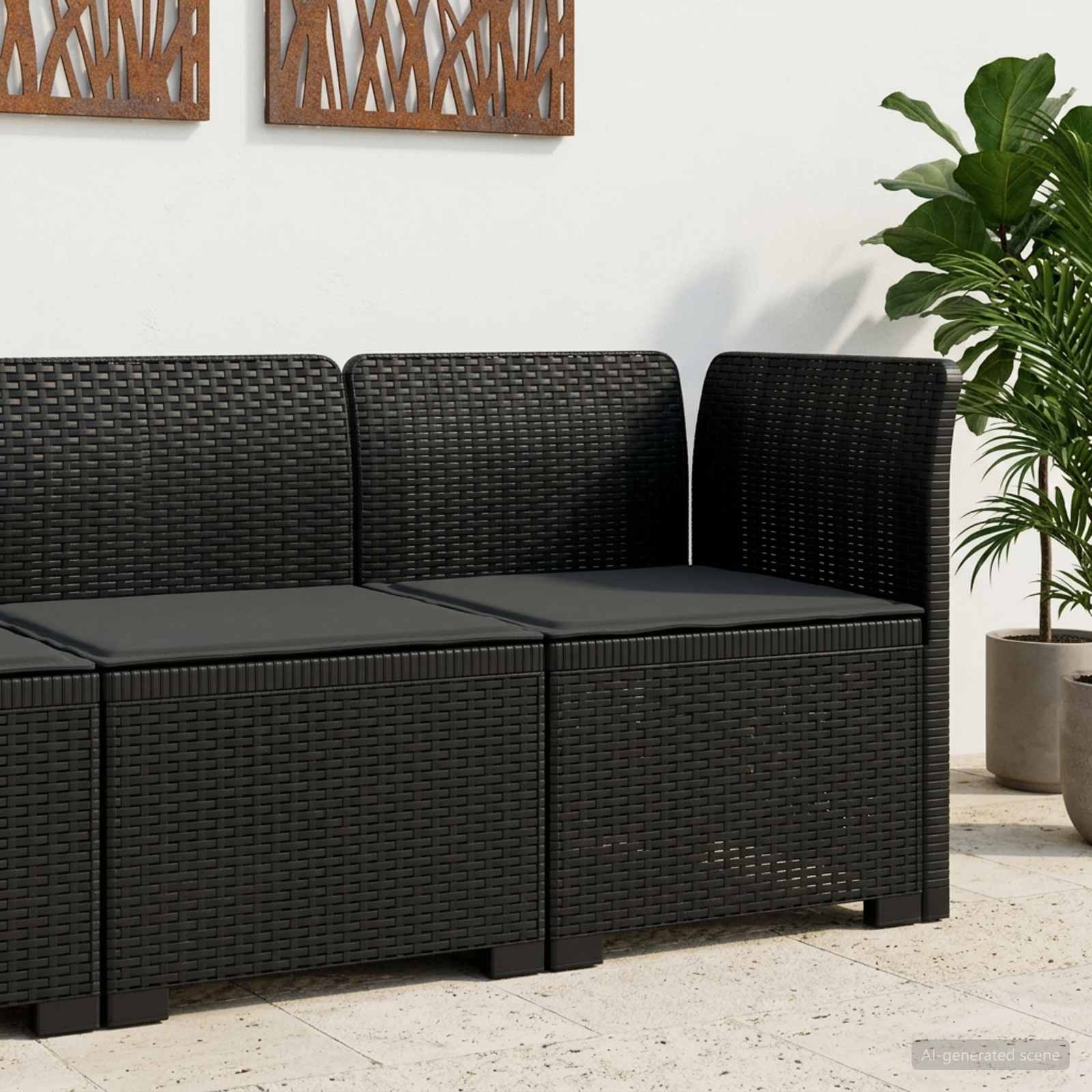 vidaXL Sofa Ogrodowa 1-osobowa z Poduszką w Wyglądzie Rattanowym PP