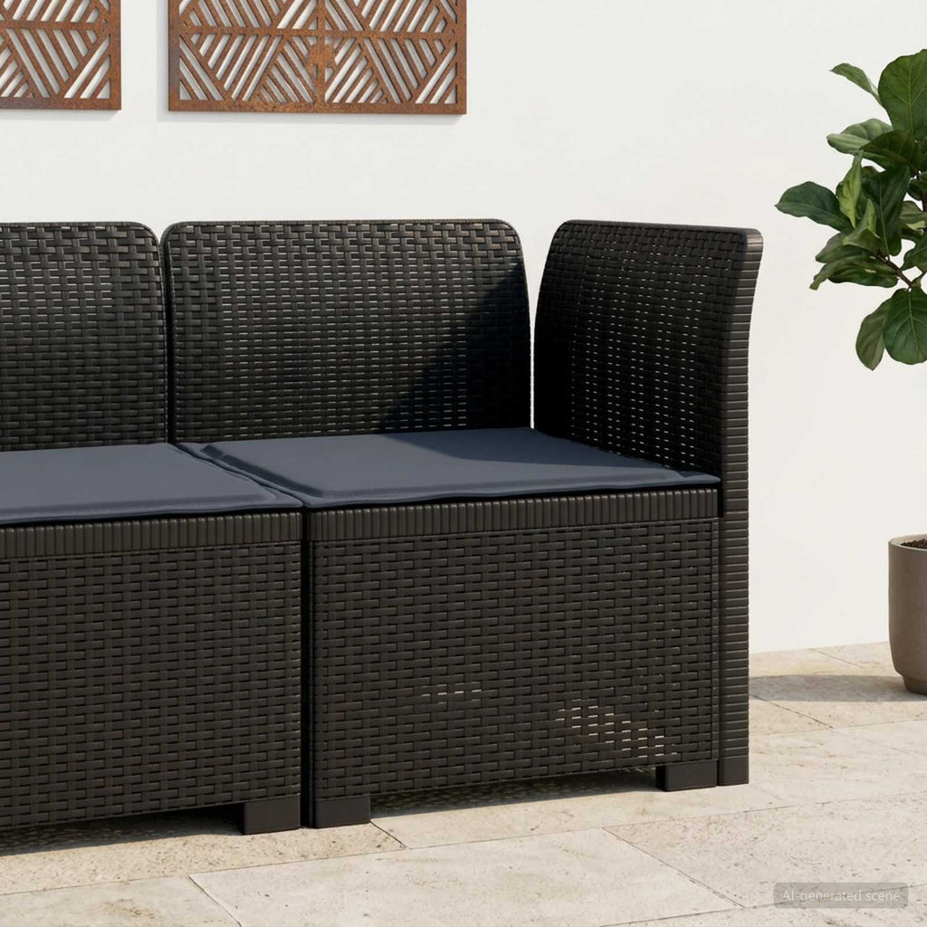 vidaXL Sofa Ogrodowa 1-osobowa z Poduszką w Wyglądzie Rattanowym PP