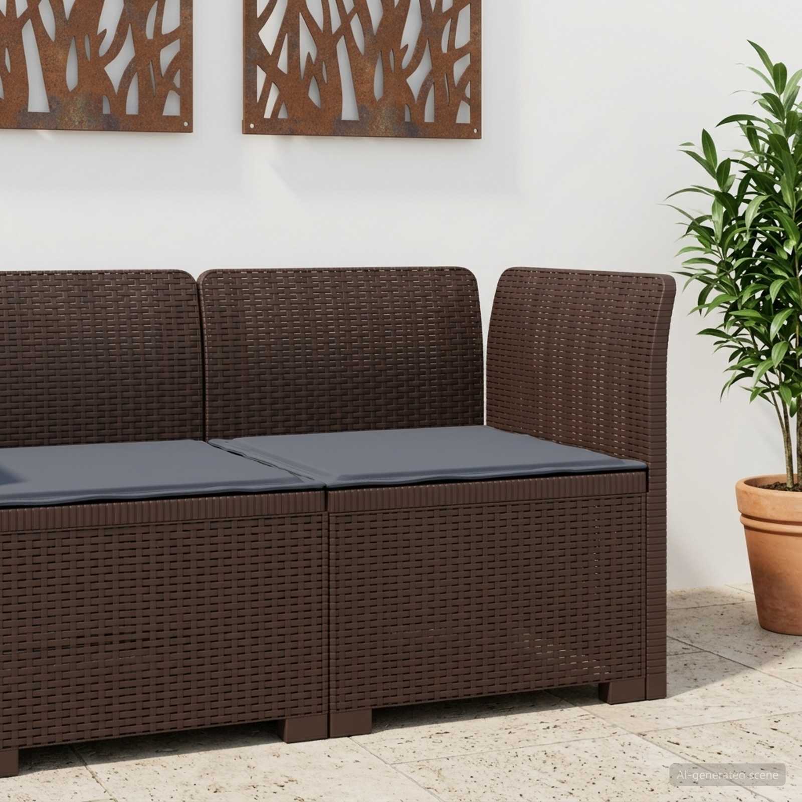 vidaXL Sofa Ogrodowa 1-osobowa z Poduszką w Wyglądzie Rattanowym PP
