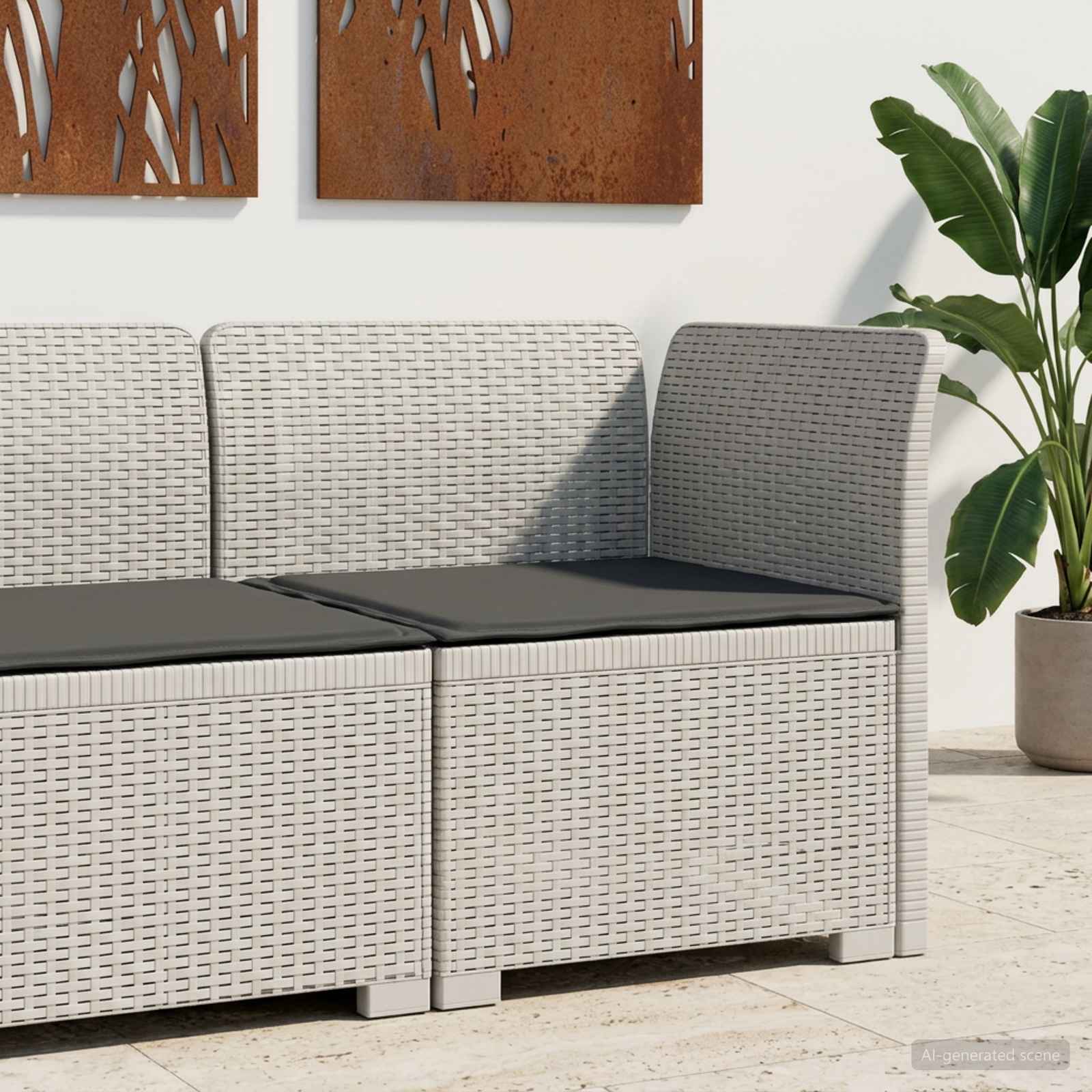 vidaXL Sofa Ogrodowa 1-osobowa z Poduszką w Wyglądzie Rattanowym PP
