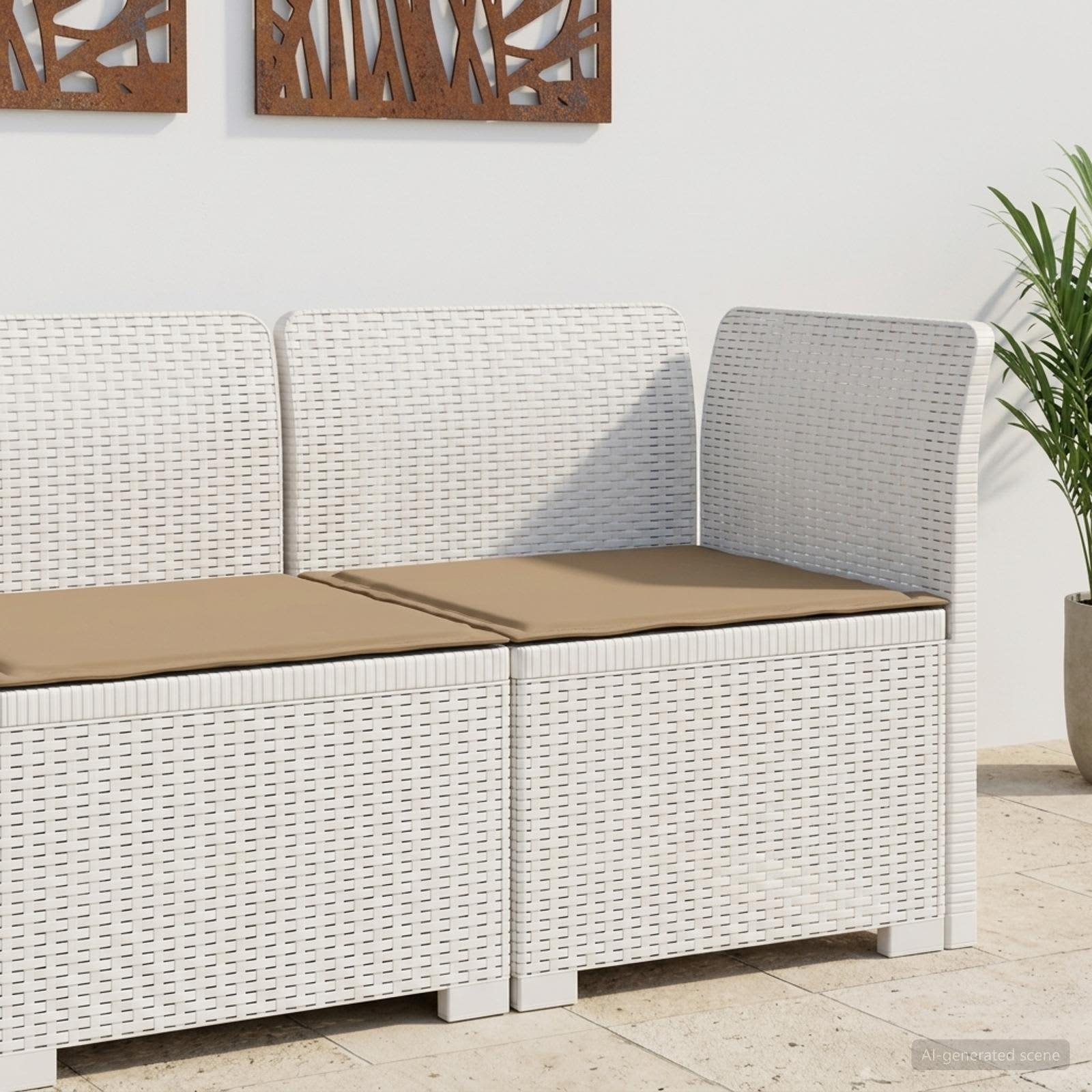 vidaXL Sofa Ogrodowa 1-osobowa z Poduszką w Wyglądzie Rattanowym PP