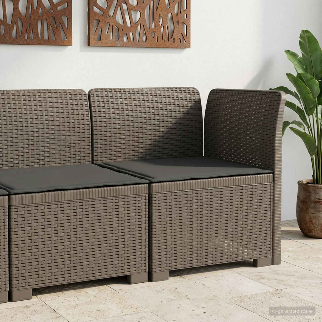 vidaXL Sofa Ogrodowa 1-osobowa z Poduszką w Wyglądzie Rattanowym PP