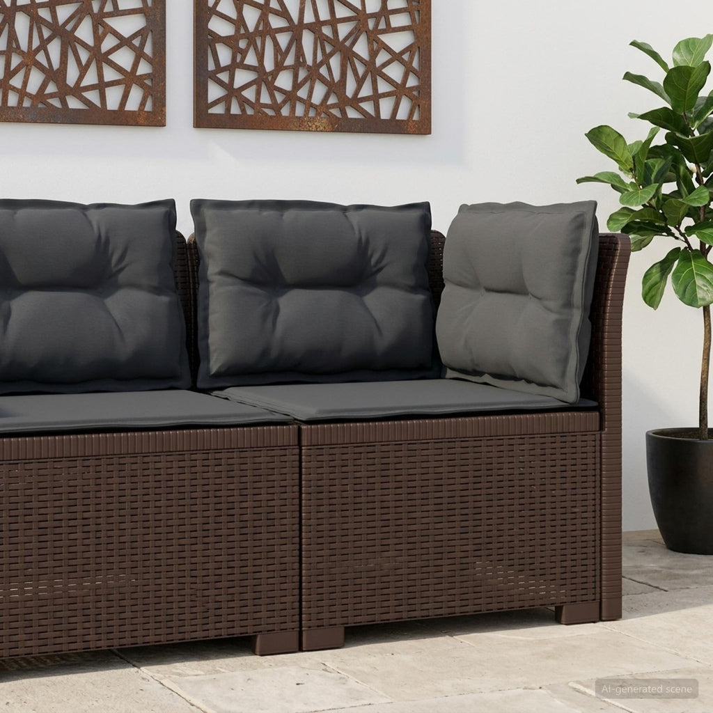 vidaXL Sofa Ogrodowa 1-osobowa z Poduszkami w Wyglądzie Rattanowym PP