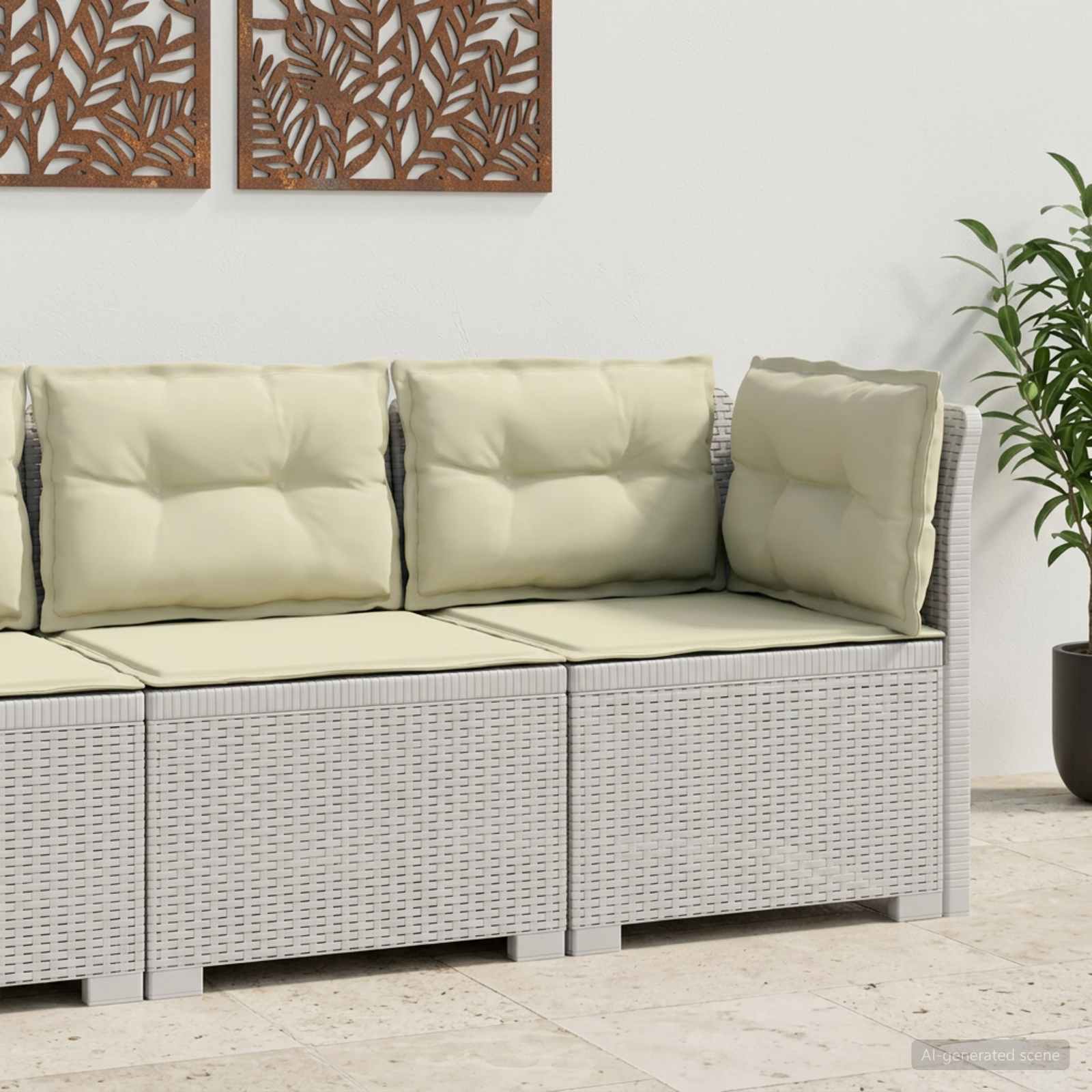 vidaXL Sofa Ogrodowa 1-osobowa z Poduszkami w Wyglądzie Rattanowym PP