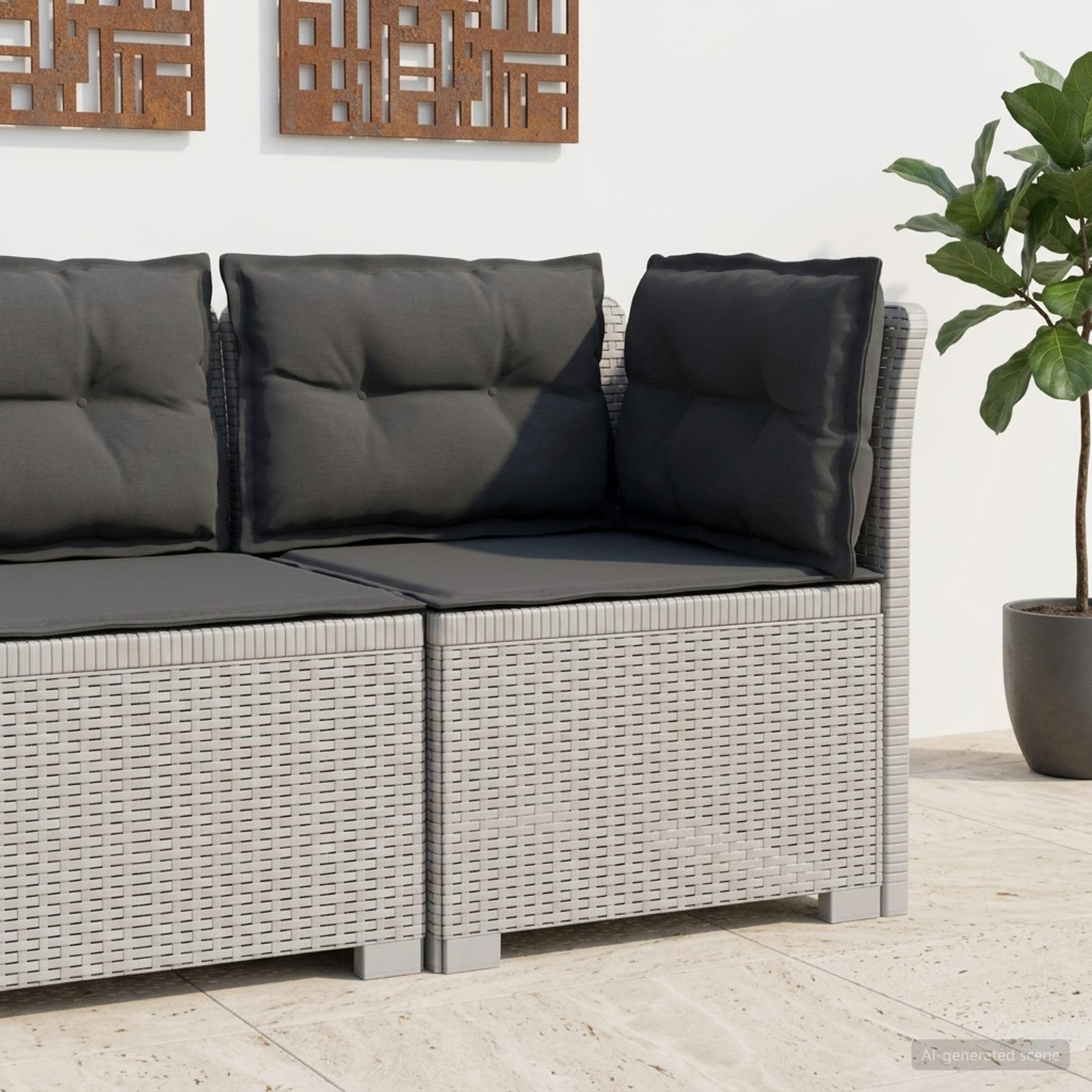 vidaXL Sofa Ogrodowa 1-osobowa z Poduszkami w Wyglądzie Rattanowym PP