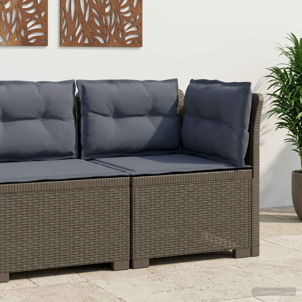 vidaXL Sofa Ogrodowa 1-osobowa z Poduszkami w Wyglądzie Rattanowym PP